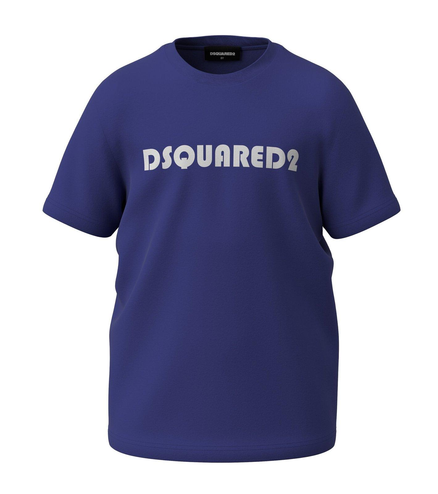 Dsquared2 Kids' Logo Printed Crewneck T-shirt In Blu
