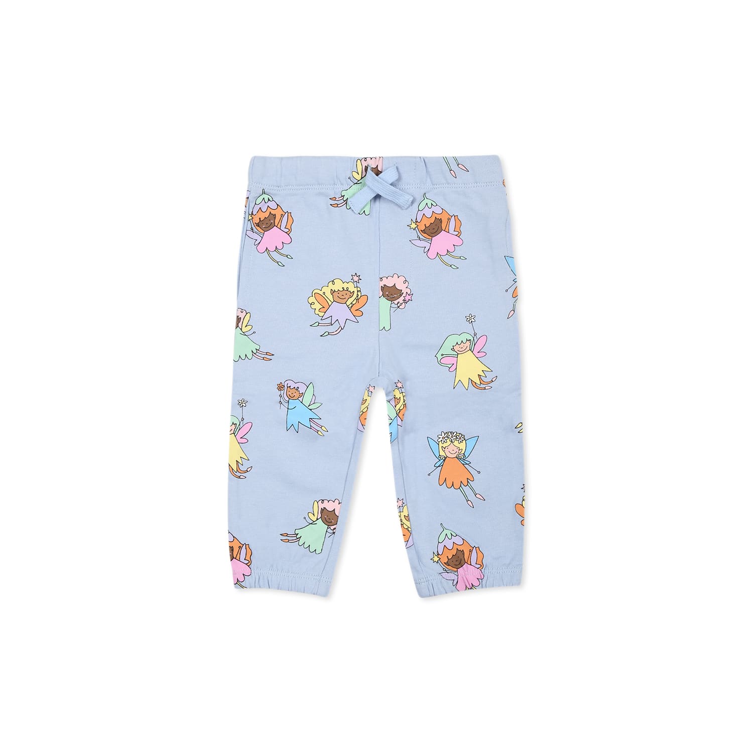 Stella Mccartney Light Blue Trousers For Baby Girl With Fairies In Light Blue