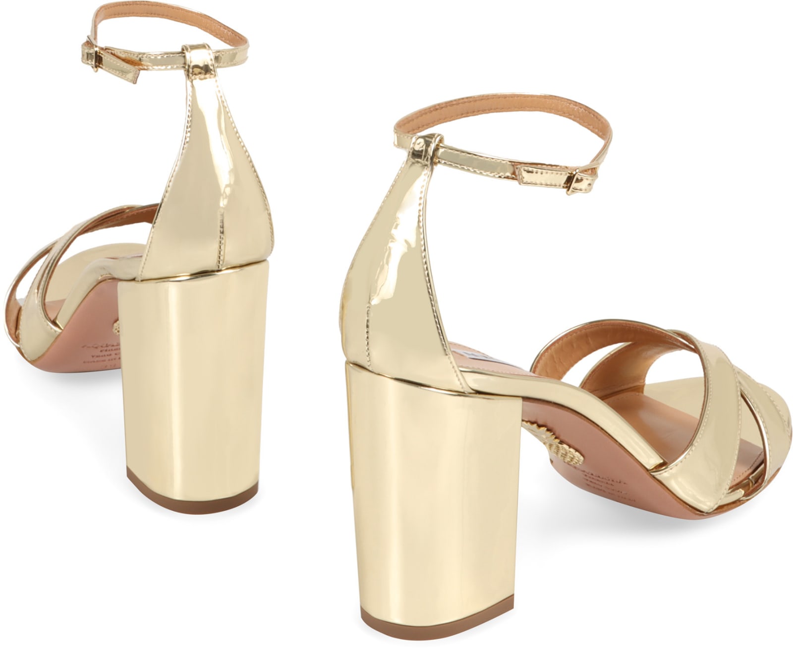 Shop Aquazzura Divine Leather Sandals In Gold