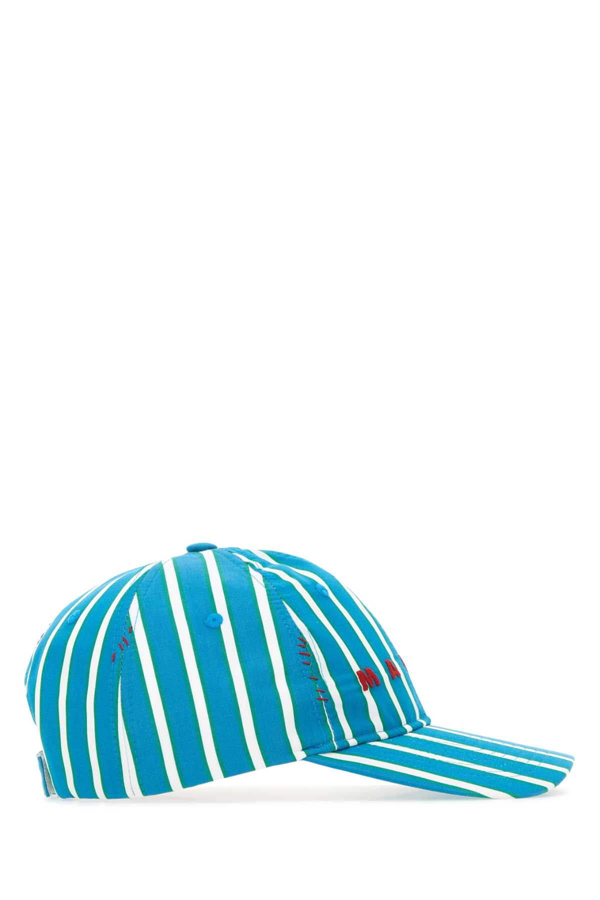 Shop Marni Printed Cotton Baseball Cap In Cobalt