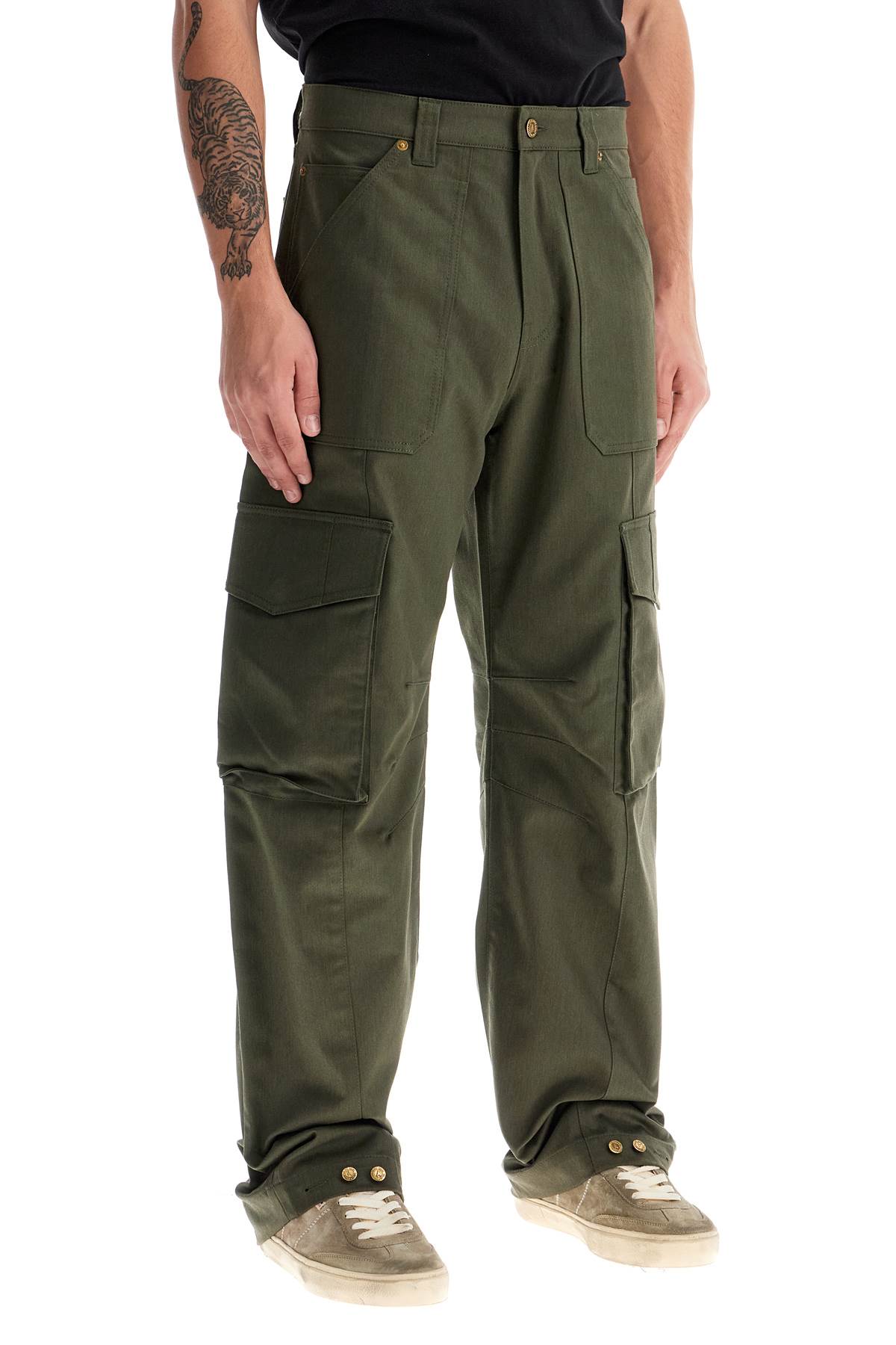 Shop Golden Goose Twill Cargo Pants In Italian In Ivy Green (green)