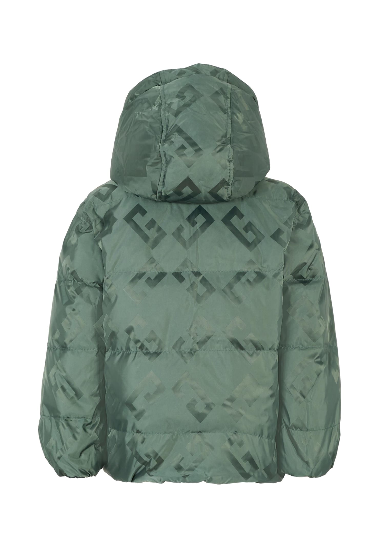 Givenchy Green Down Jacket For Kids With 4g Motif In Green