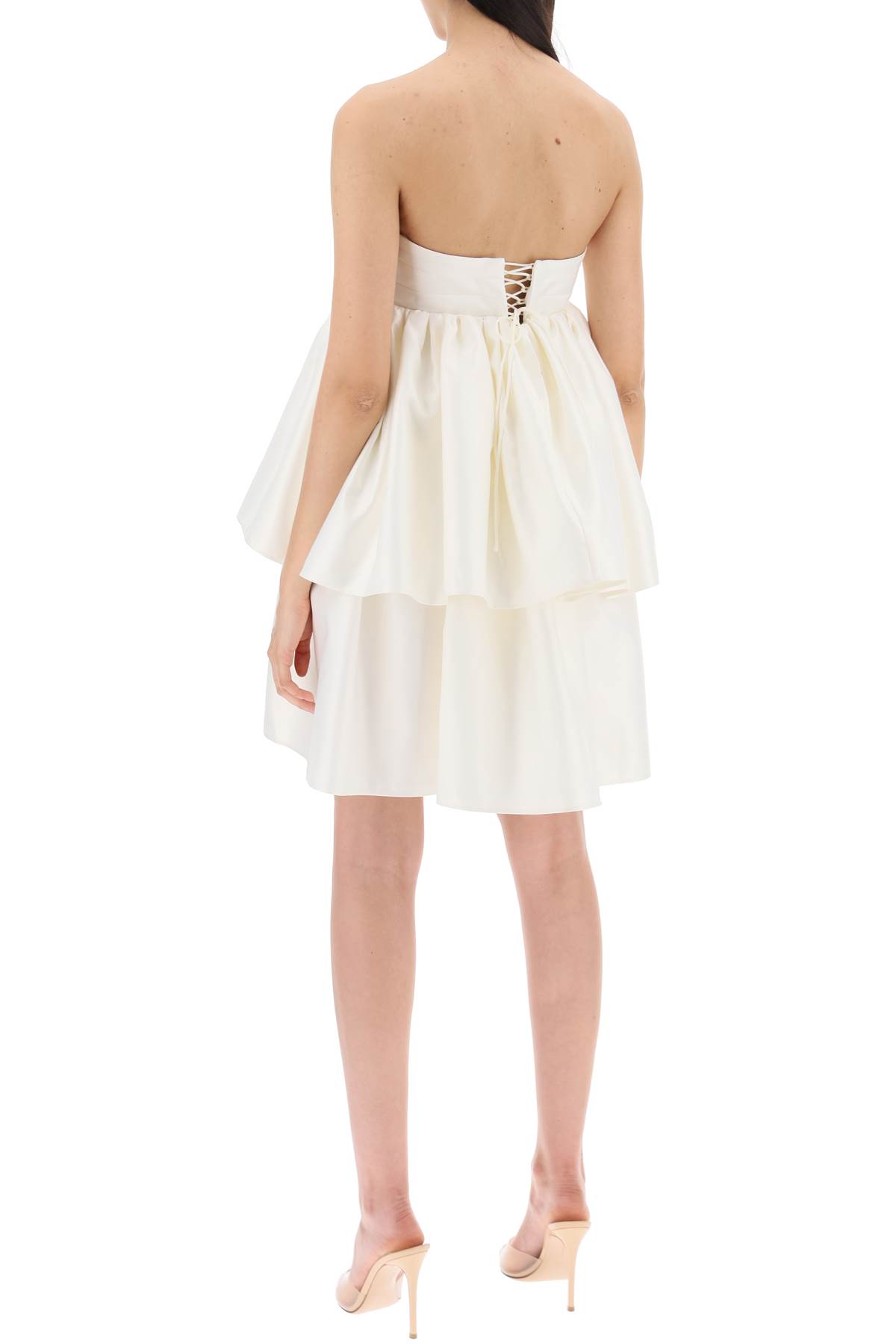 Shop Rotate Birger Christensen Responsible Ruffled Midi Dress In Egret (white)