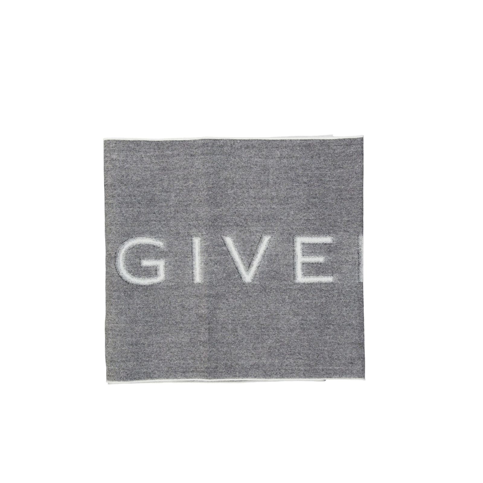 Shop Givenchy Wool Logo Scarf In Gray