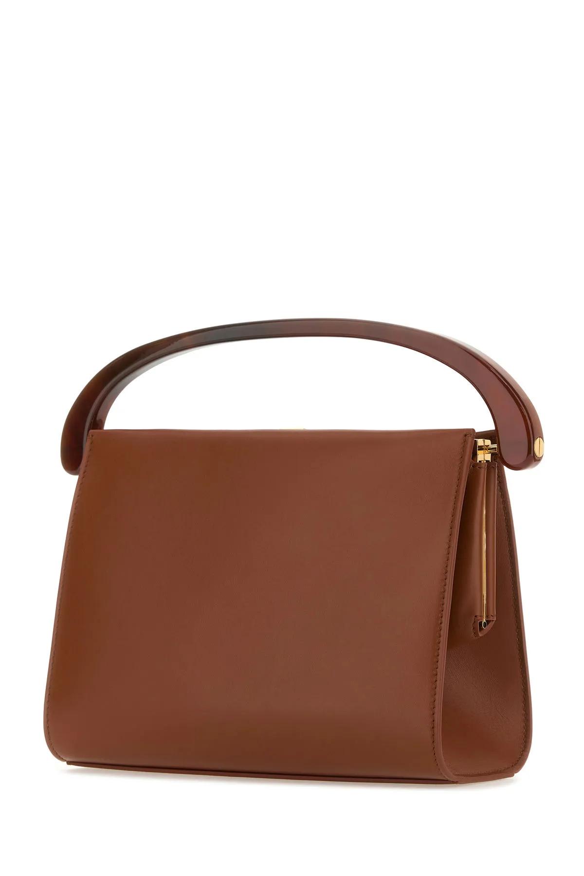 Shop Dries Van Noten Caramel Leather Handbag