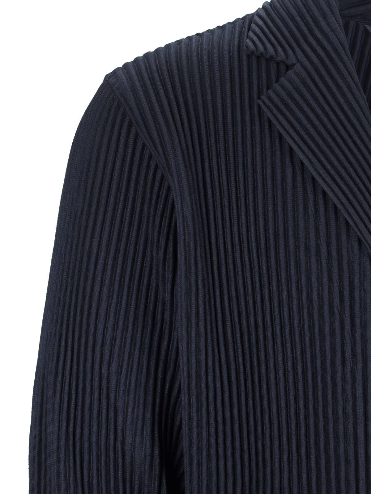 Issey Miyake Single-breasted Pleated Blazer In Blue
