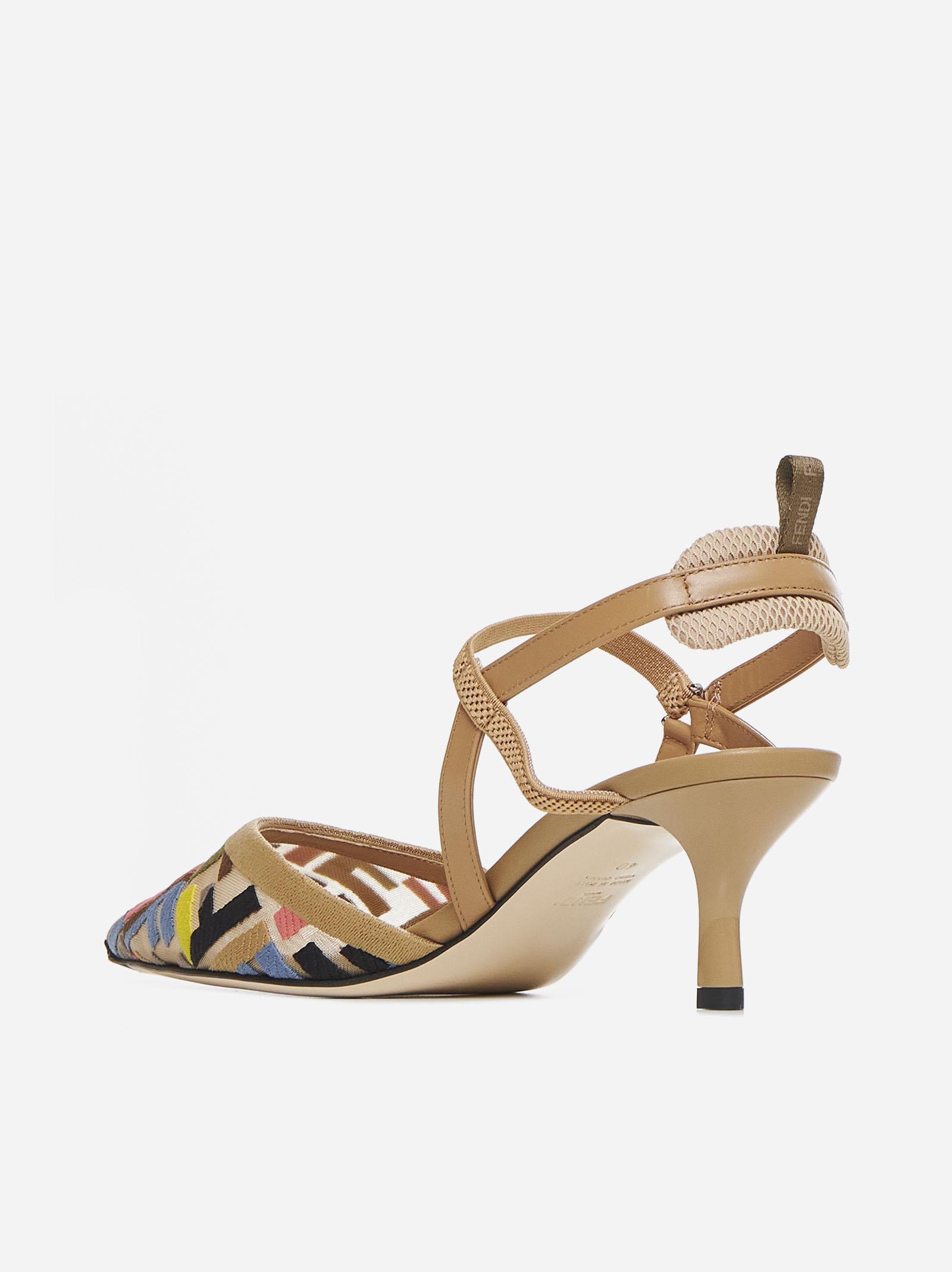 Shop Fendi Colibri Lite Ff Mesh Slingback Pumps In Multicolour