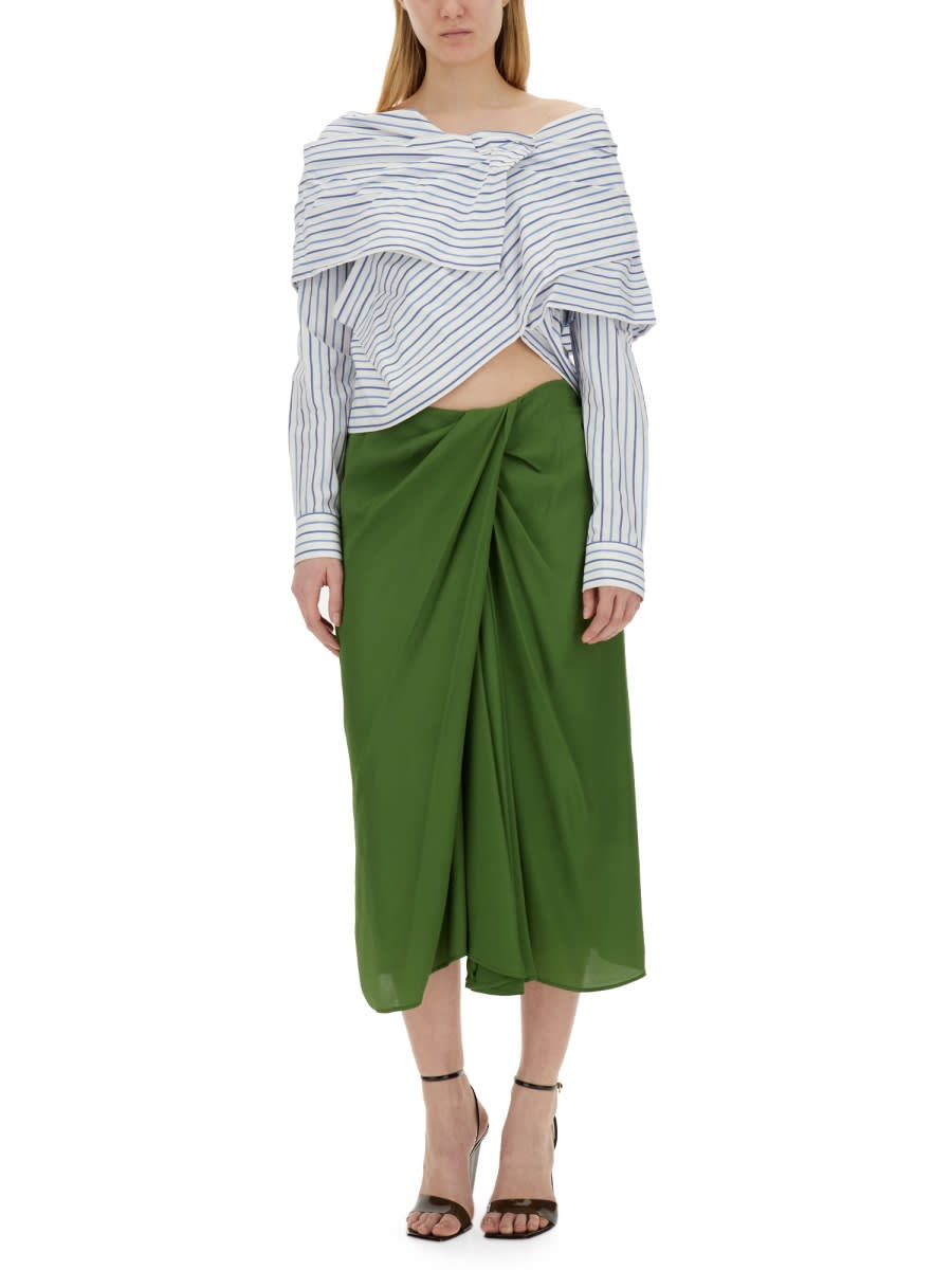 Shop Dries Van Noten Silk Blend Skirt In Green