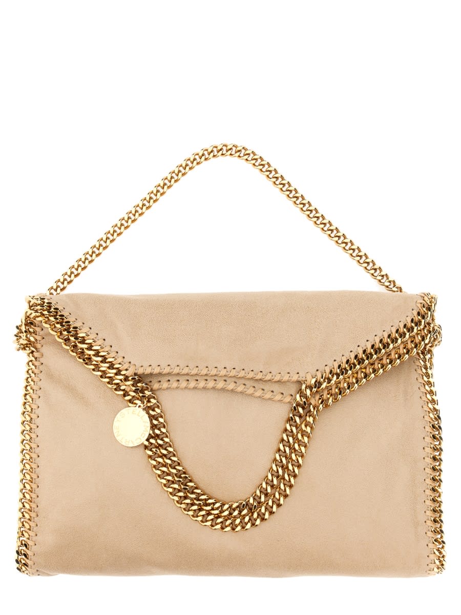 Shop Stella Mccartney Falabella Fold Over Bag In Beige