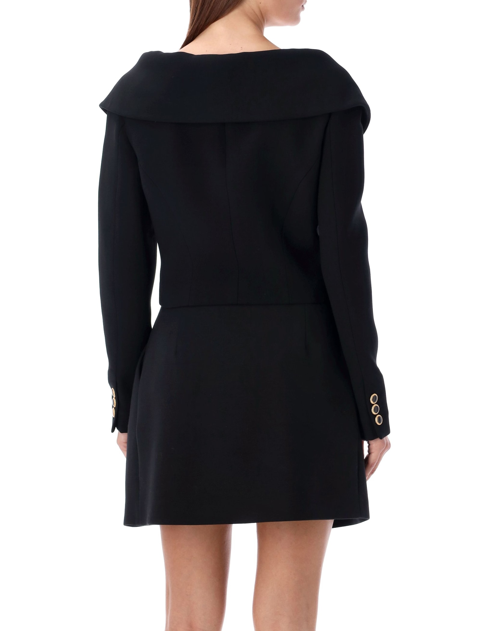 Shop Alessandra Rich Off Shoulder Blazer In Black