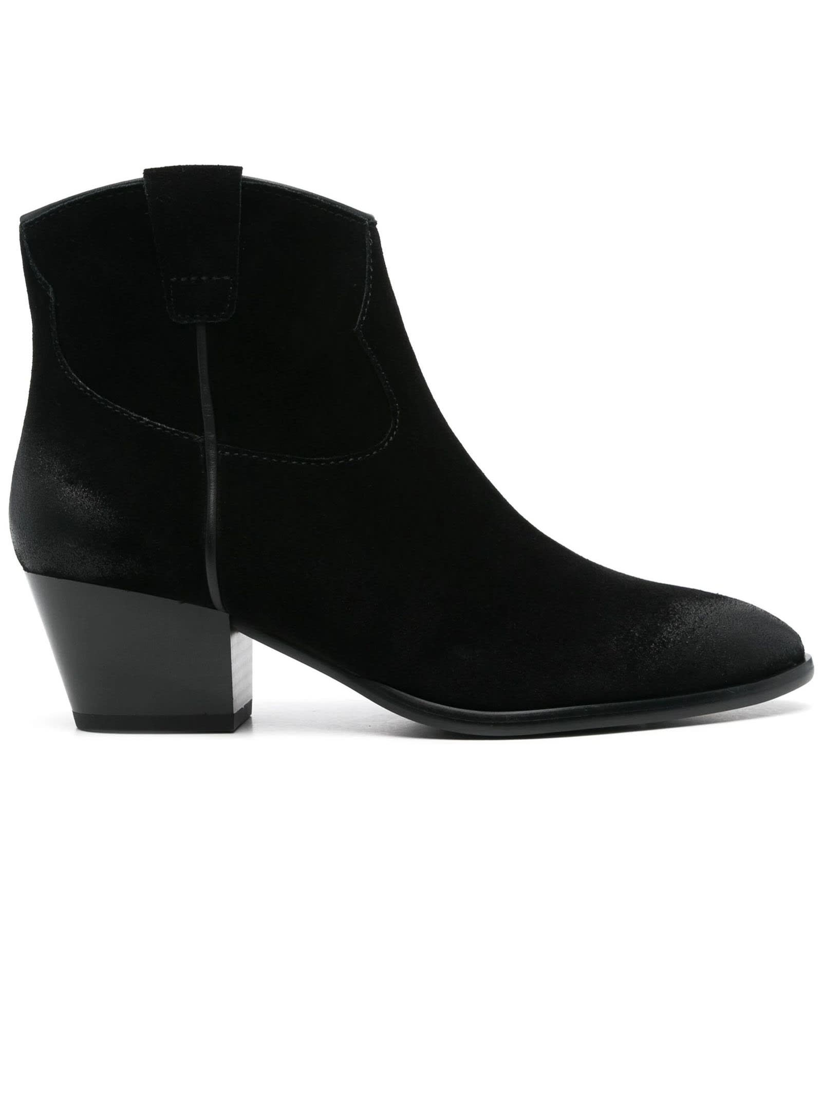 Black Calf Suede Fame Ankle Boots