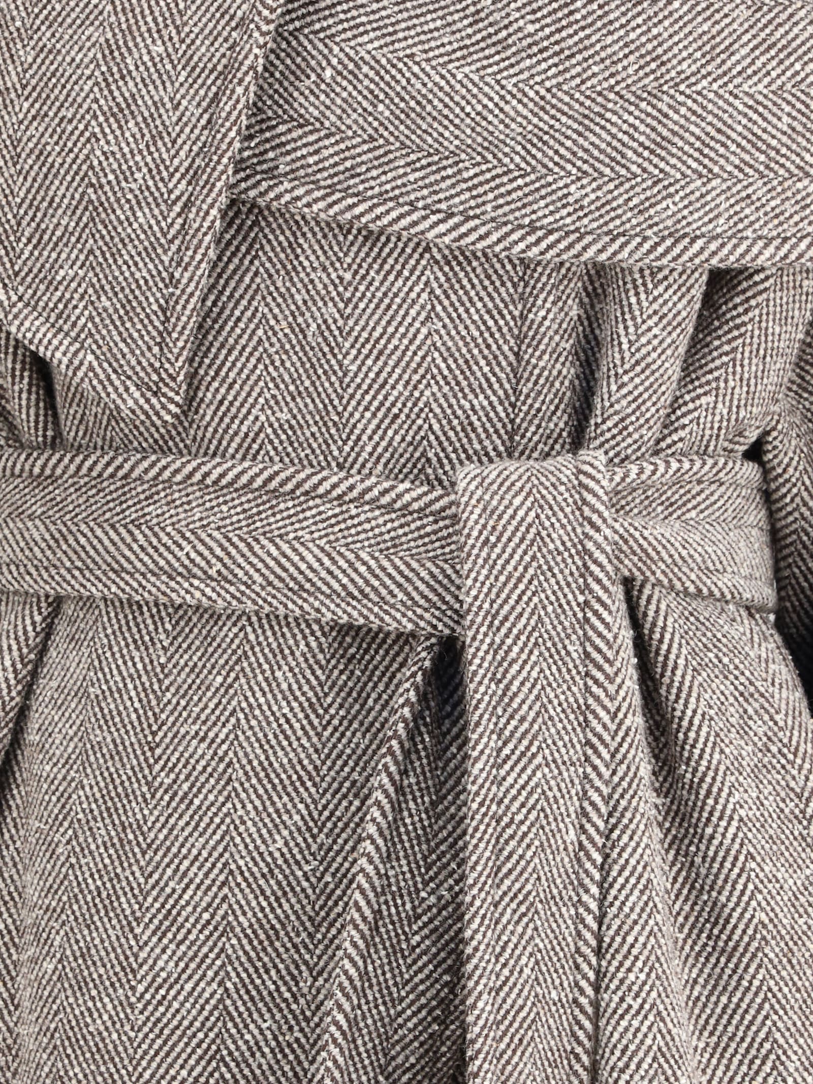Ferragamo Women Oversized Asymmetric Coat In Gray