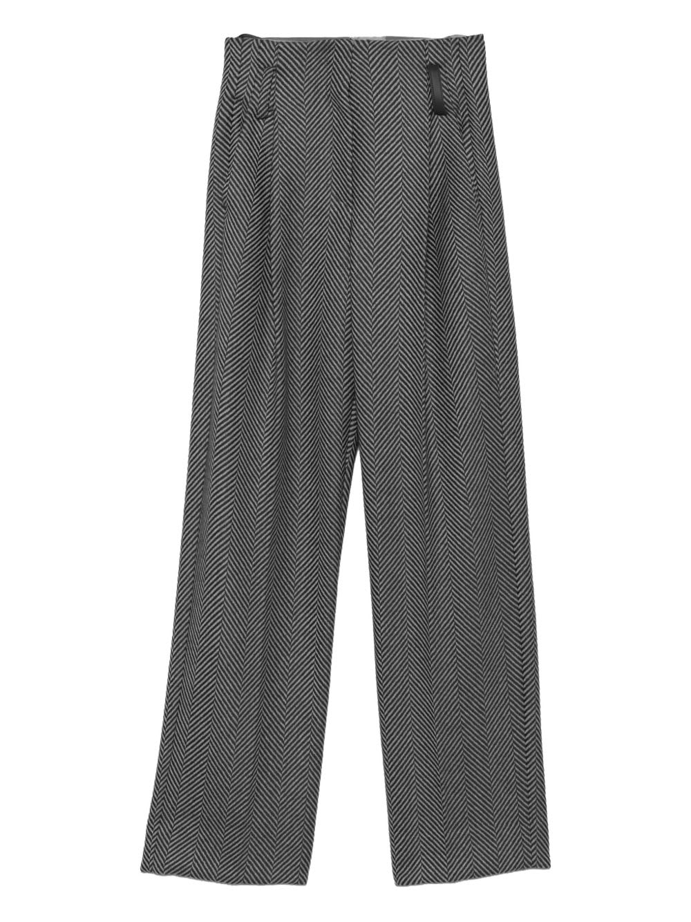 Forte Forte Highrise Trousers In Wool With Chevron Patterning In Animal Print
