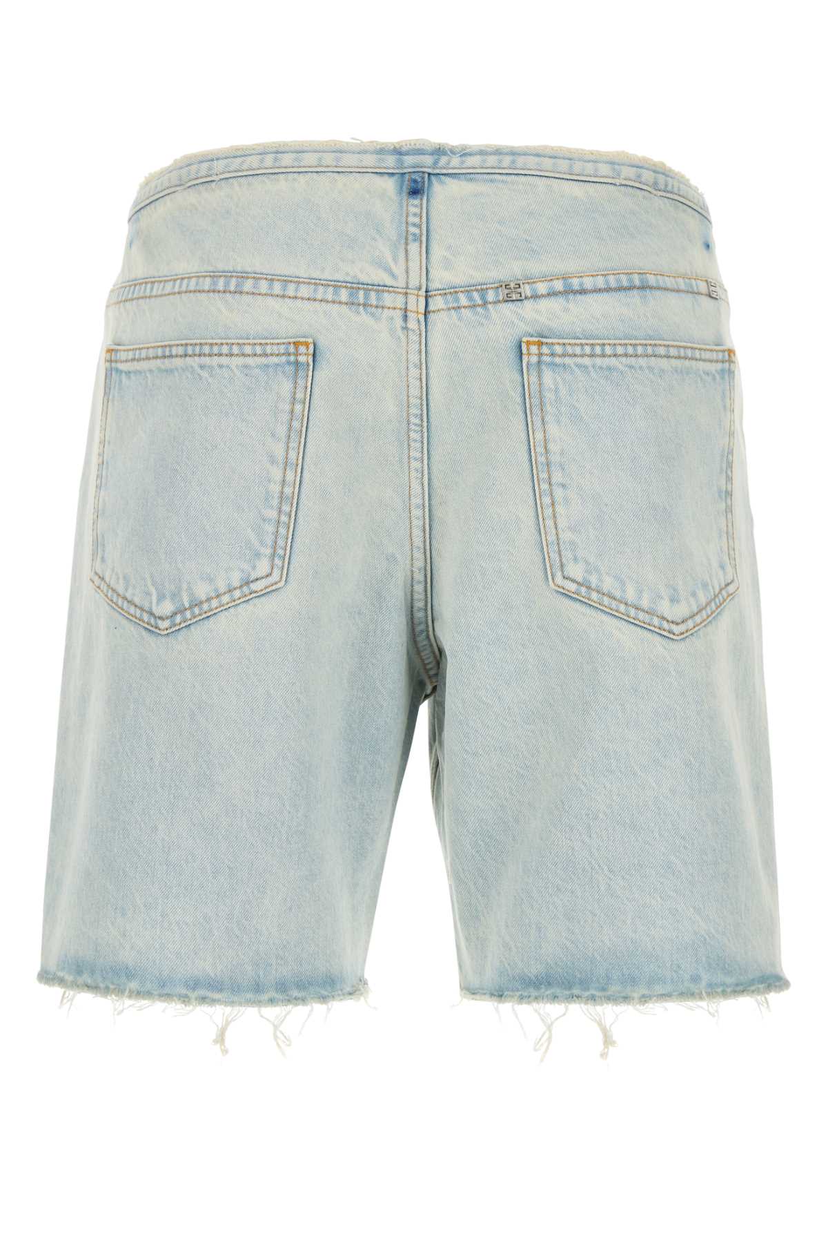 Shop Givenchy Denim Bermuda Shorts In Paleblue