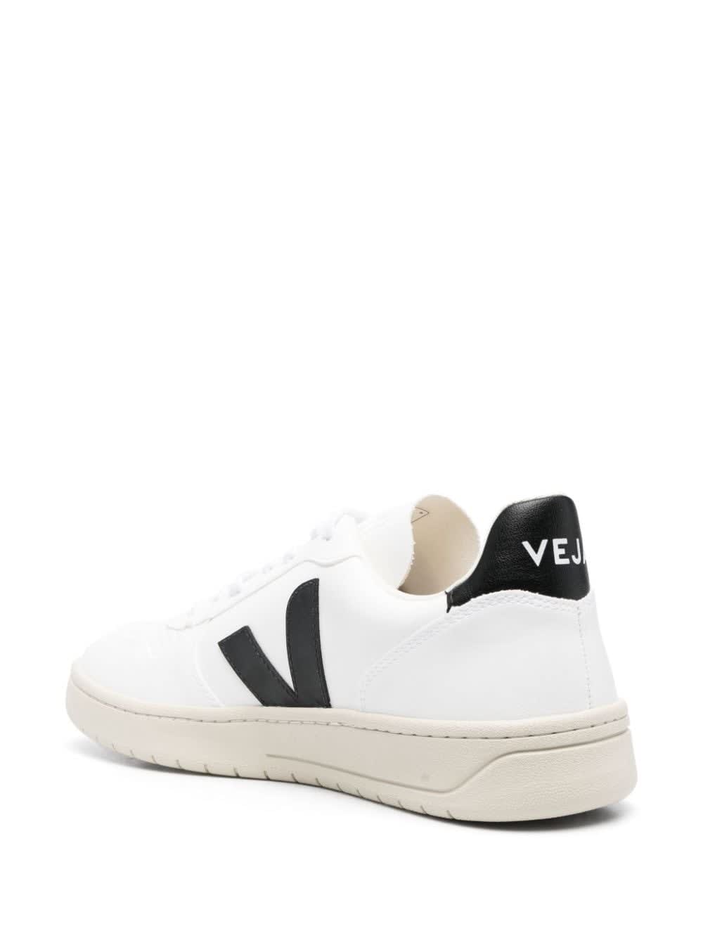 Shop Veja V-10 Sneakers In White Black