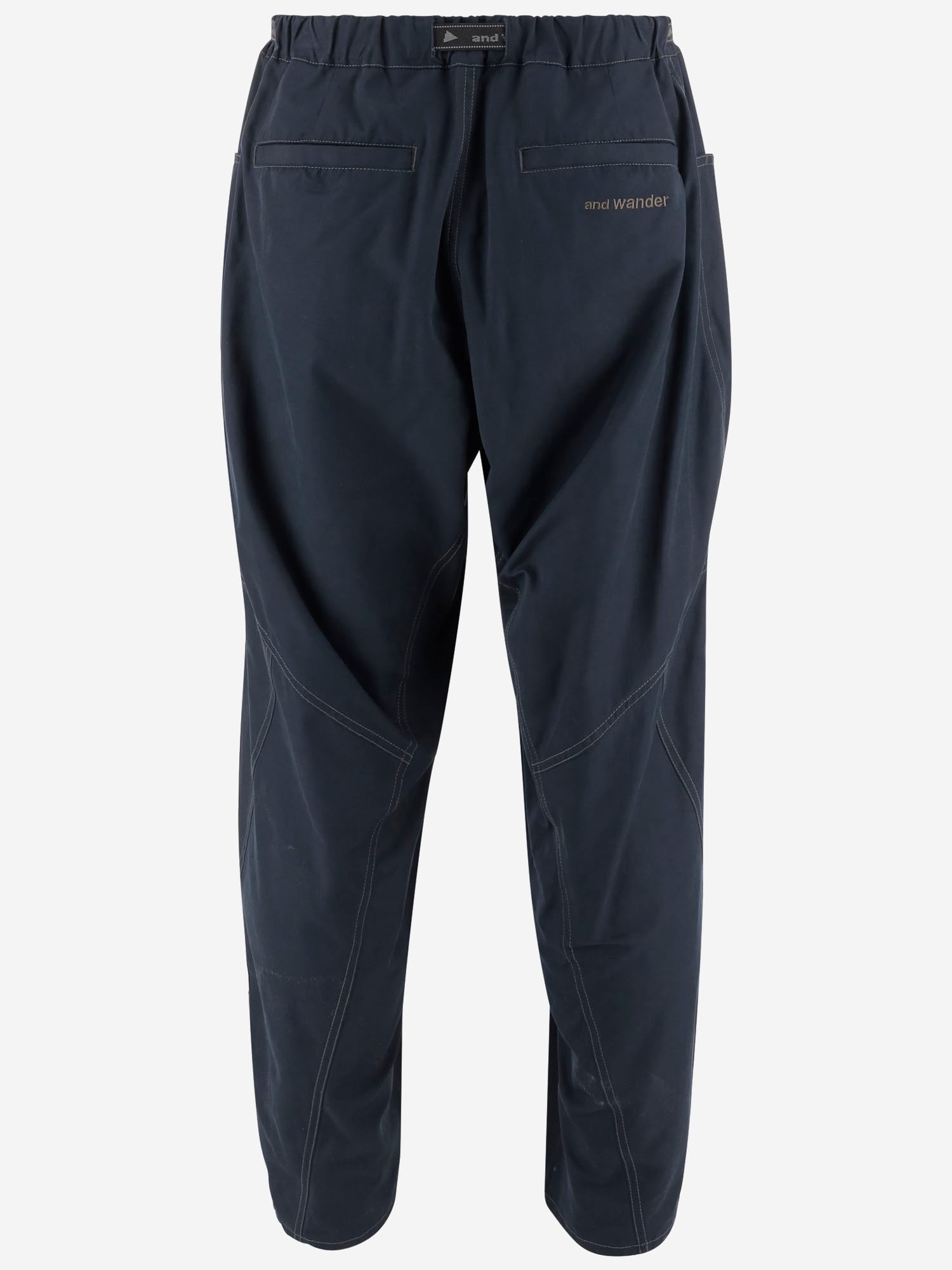 And Wander Navy Relaxed-fit Trousers With Adjustable Belt