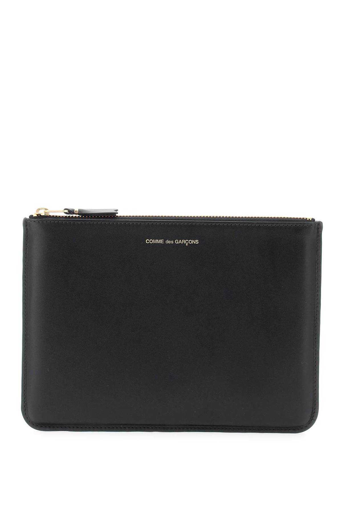 Shop Comme Des Garçons Leather Pouch In Polka Dot Print (black)