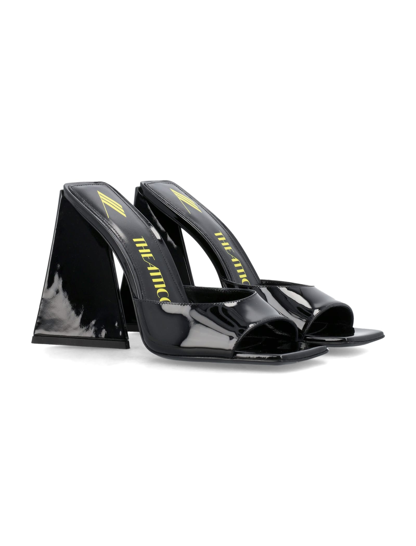Attico Mini Devon 85 Patent Leather Sandals In Black
