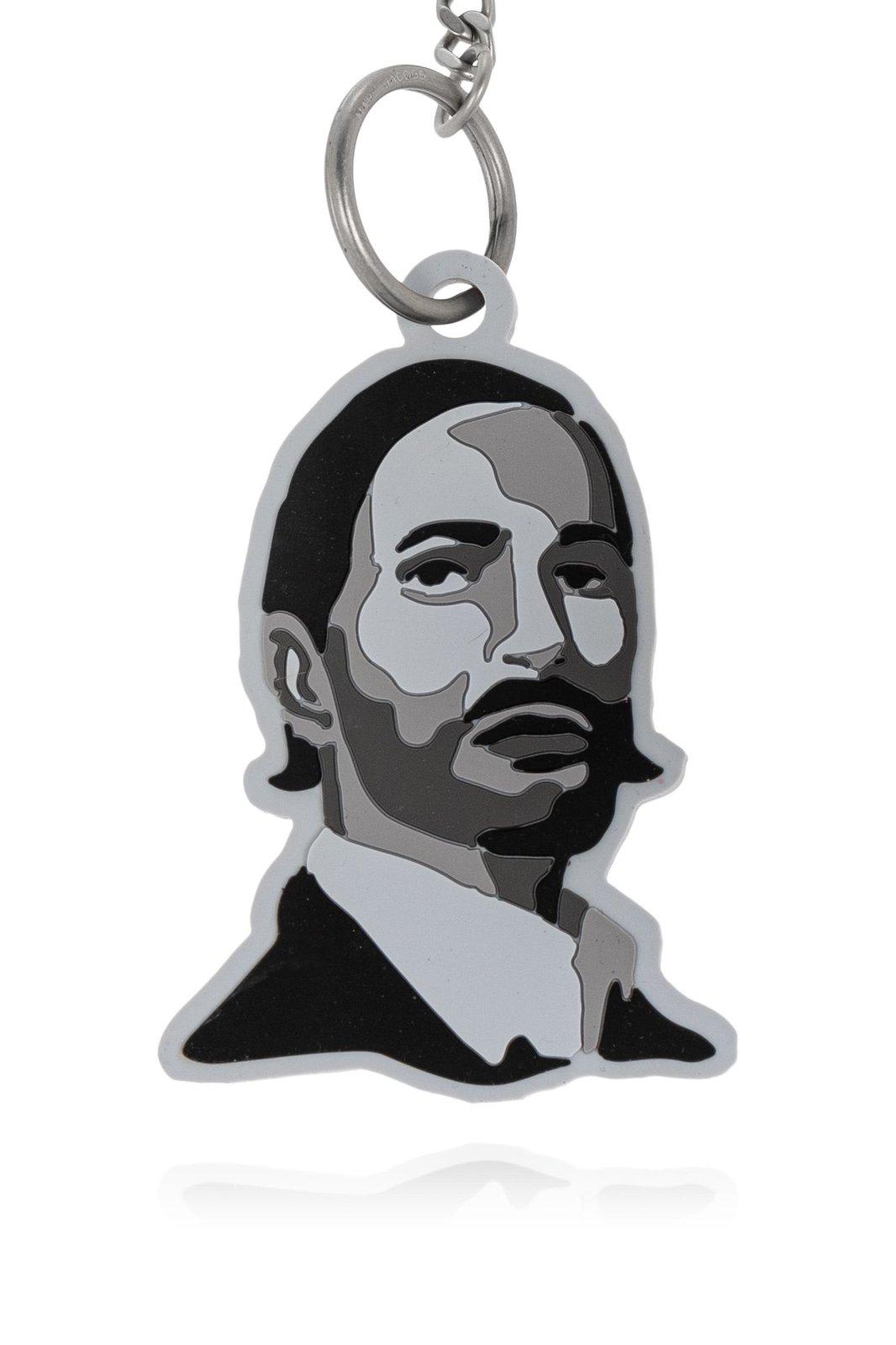 Marc Jacobs Silver & Gray 'the Marc Bag Charm' Keychain In Black