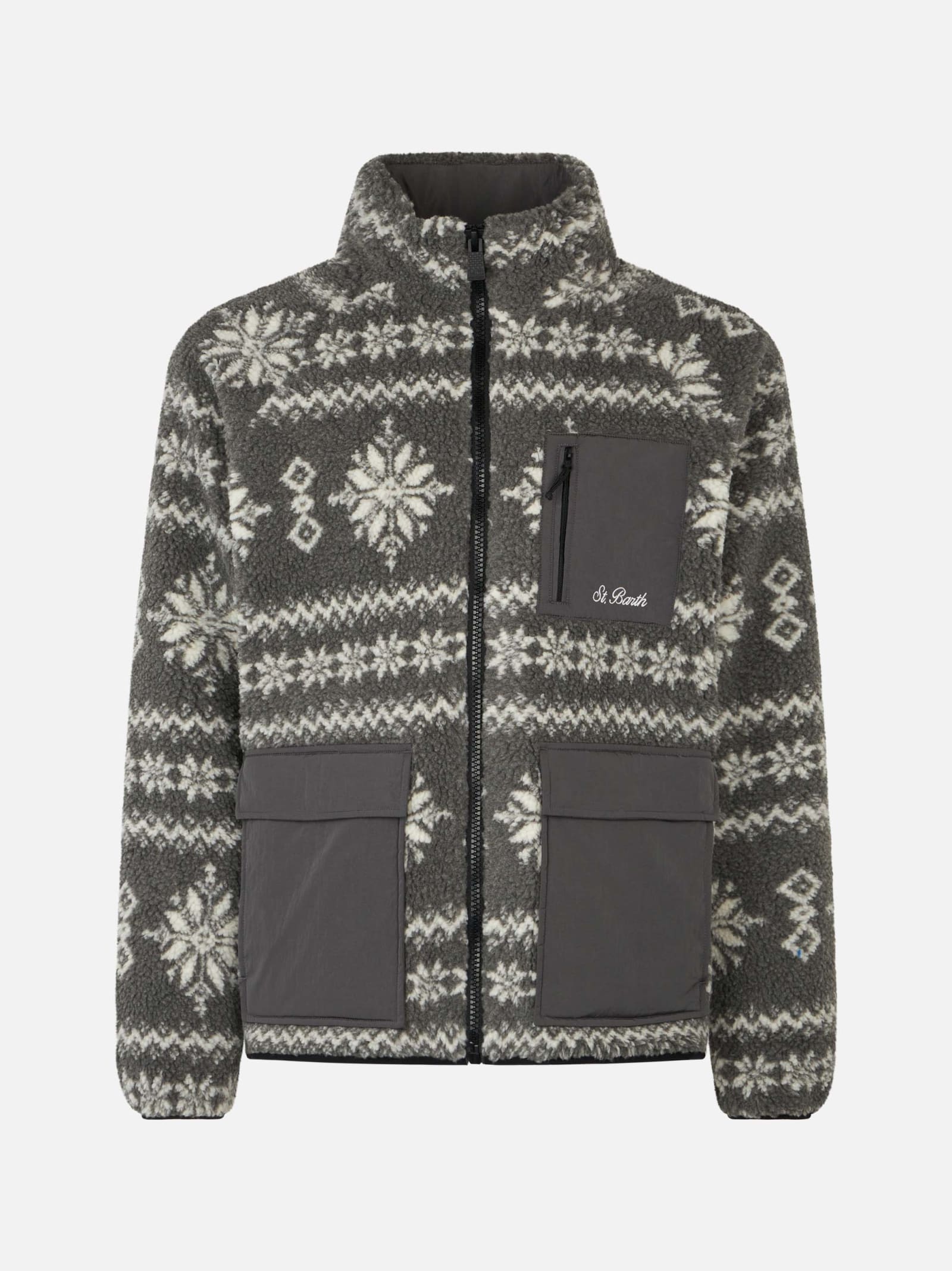 MC2 SAINT BARTH MAN SHERPA JACKET WITH FAIR-ISLE PRINT 