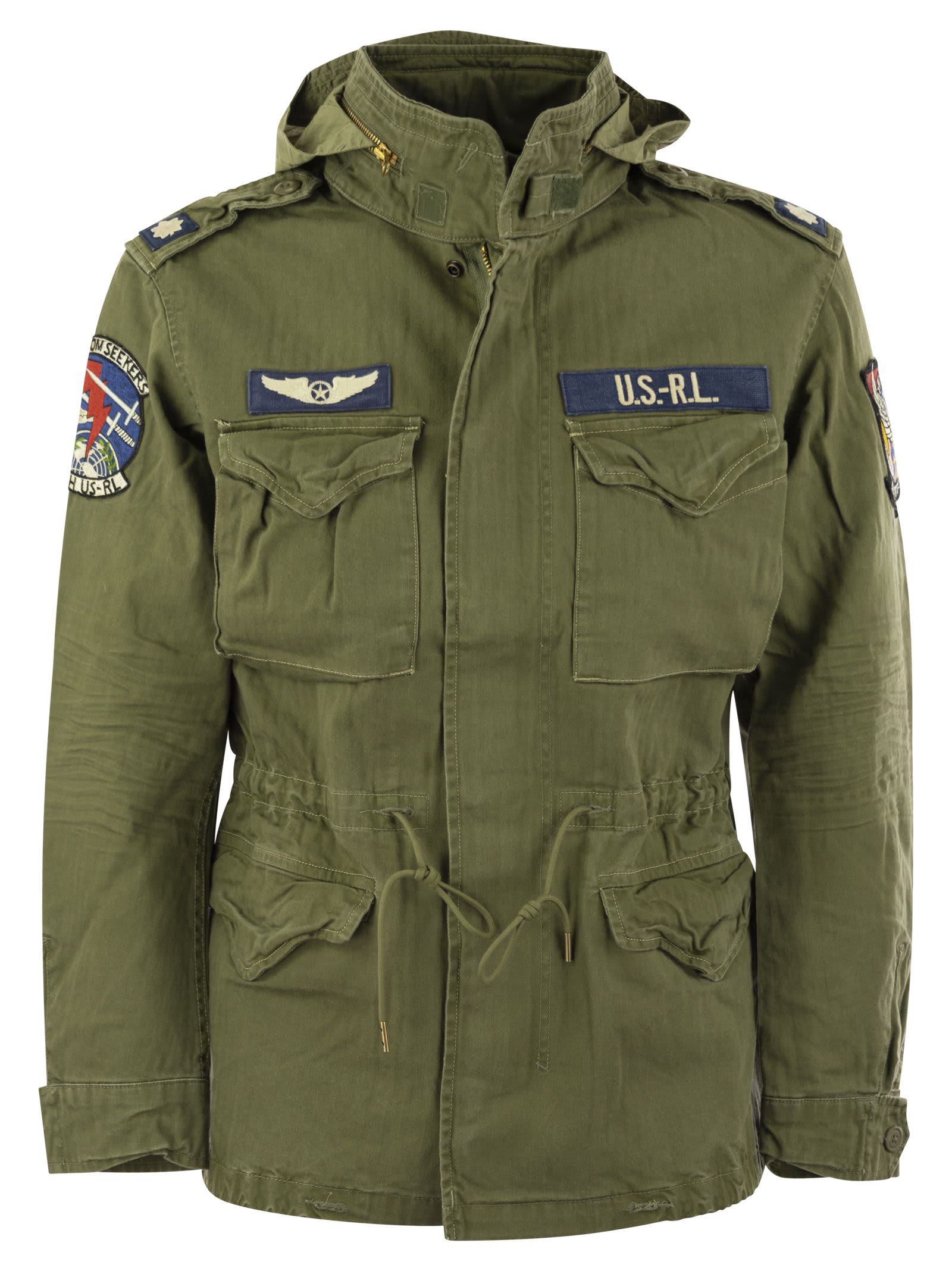 Shop Polo Ralph Lauren Iconic Military Jacket With Patch In Military Green