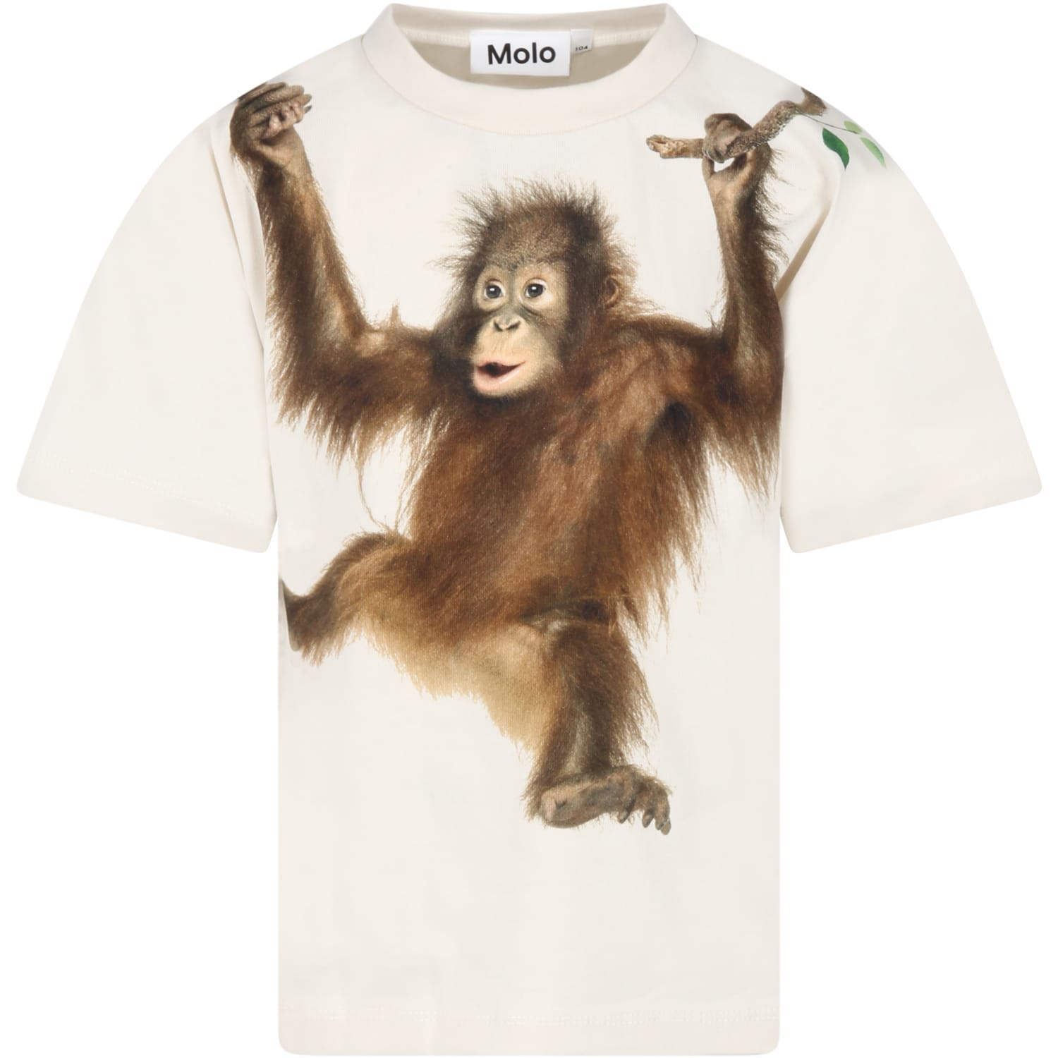 Molo Beige T-shirt For Kids With Monkey