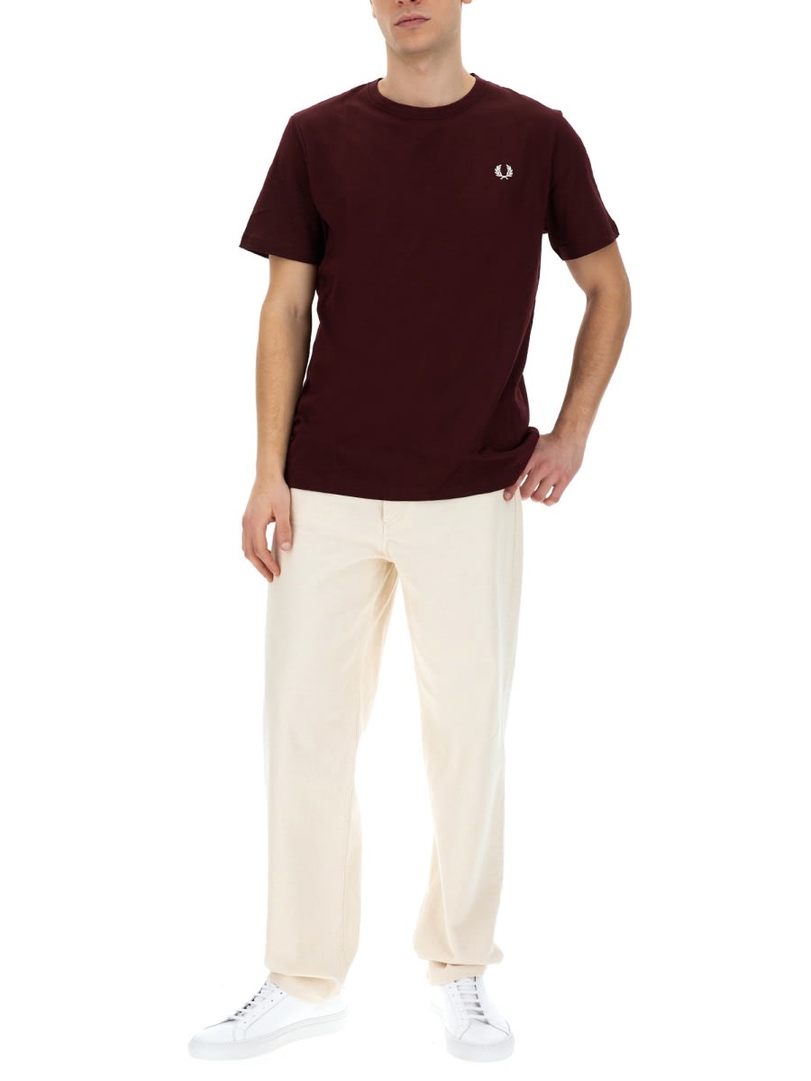 Shop Fred Perry T-shirt With Logo In Bordeaux