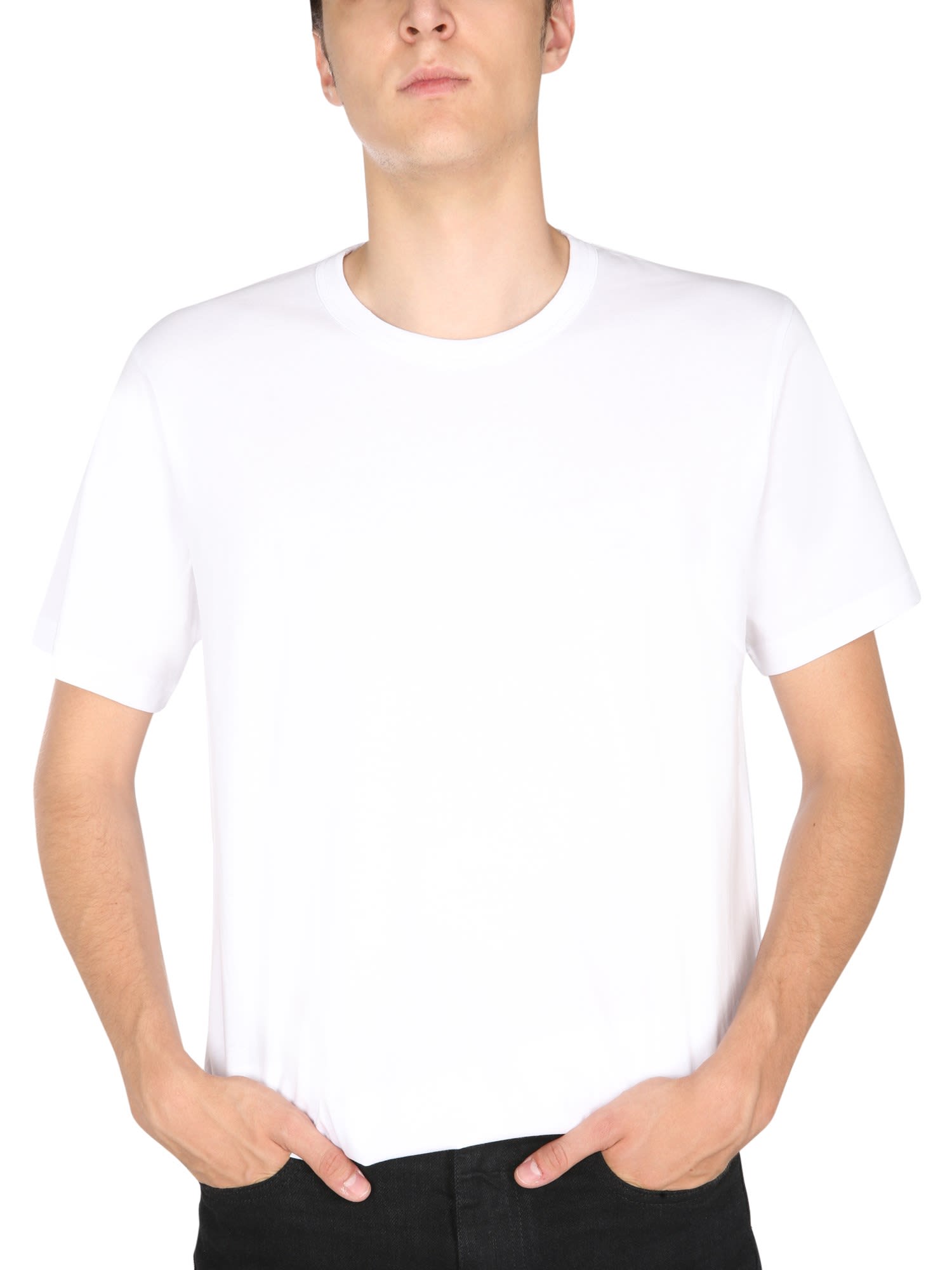 Shop Comme Des Garçons Crewneck T-shirt In White