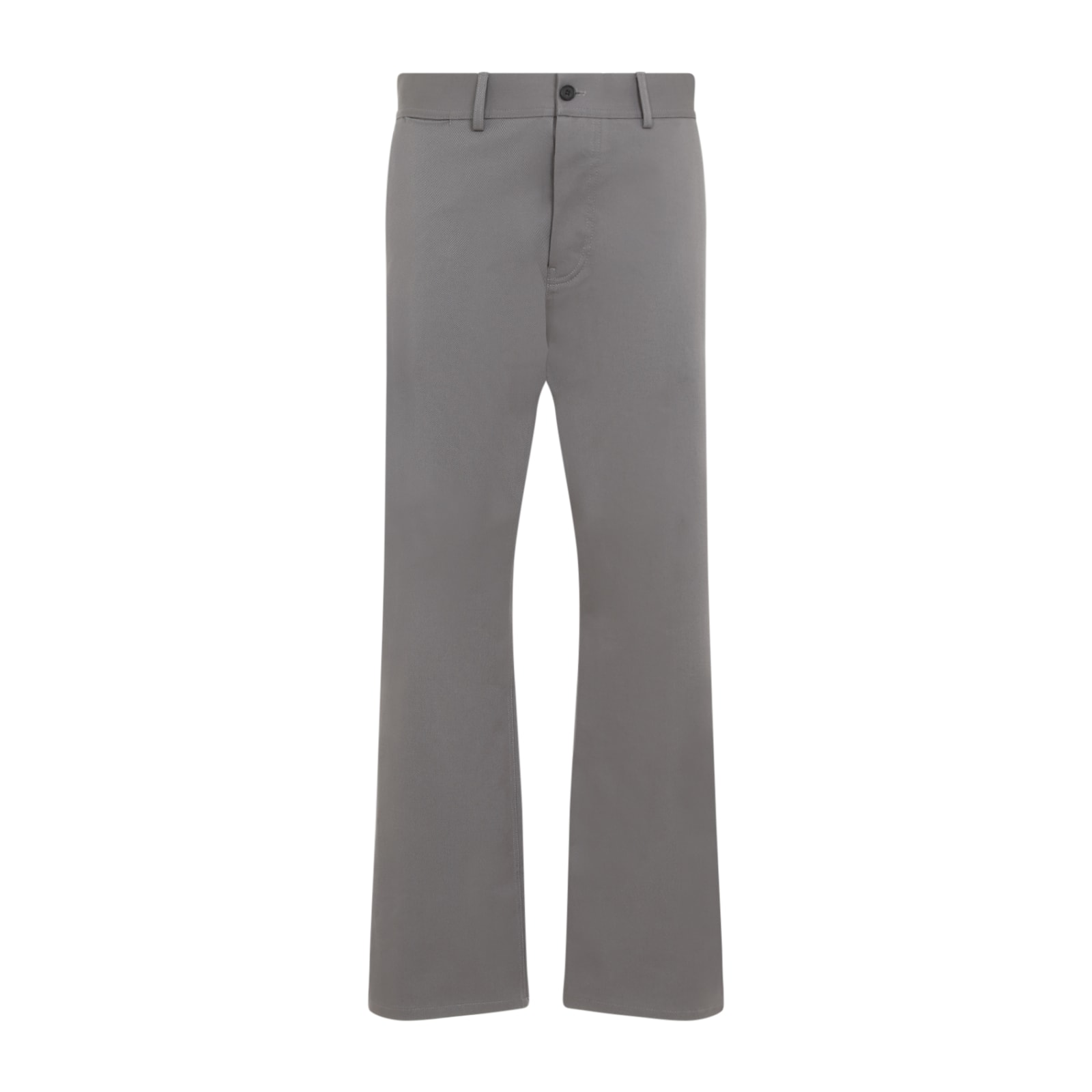 Shop Marni Cotton Trousers In Antique Silver