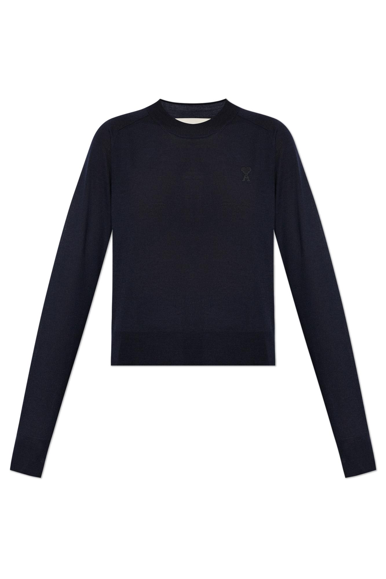 Shop Ami Alexandre Mattiussi Wool Sweater In Bleu Nuit