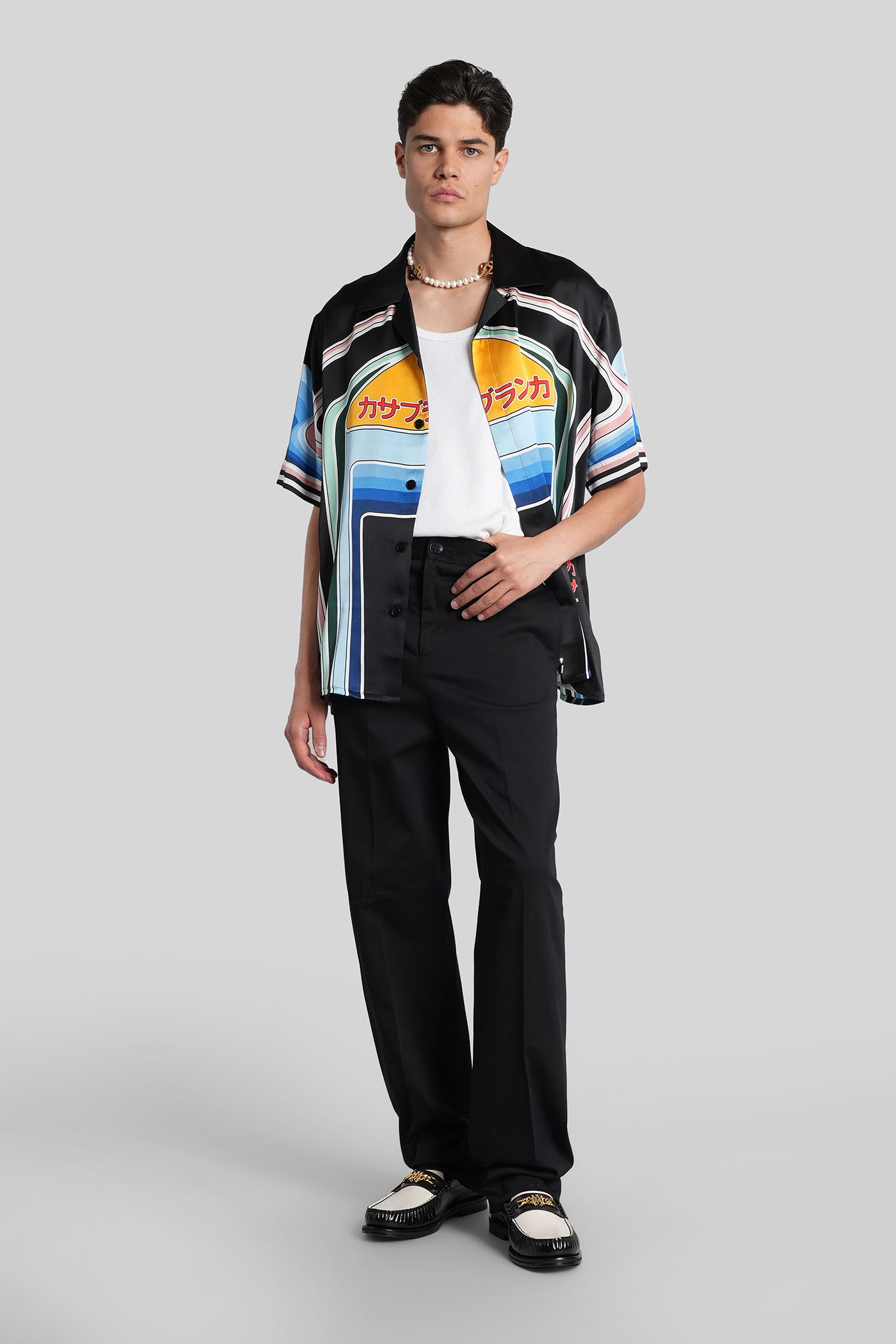 Casablanca Short Sleeve Cuban Collar Shirt In Black