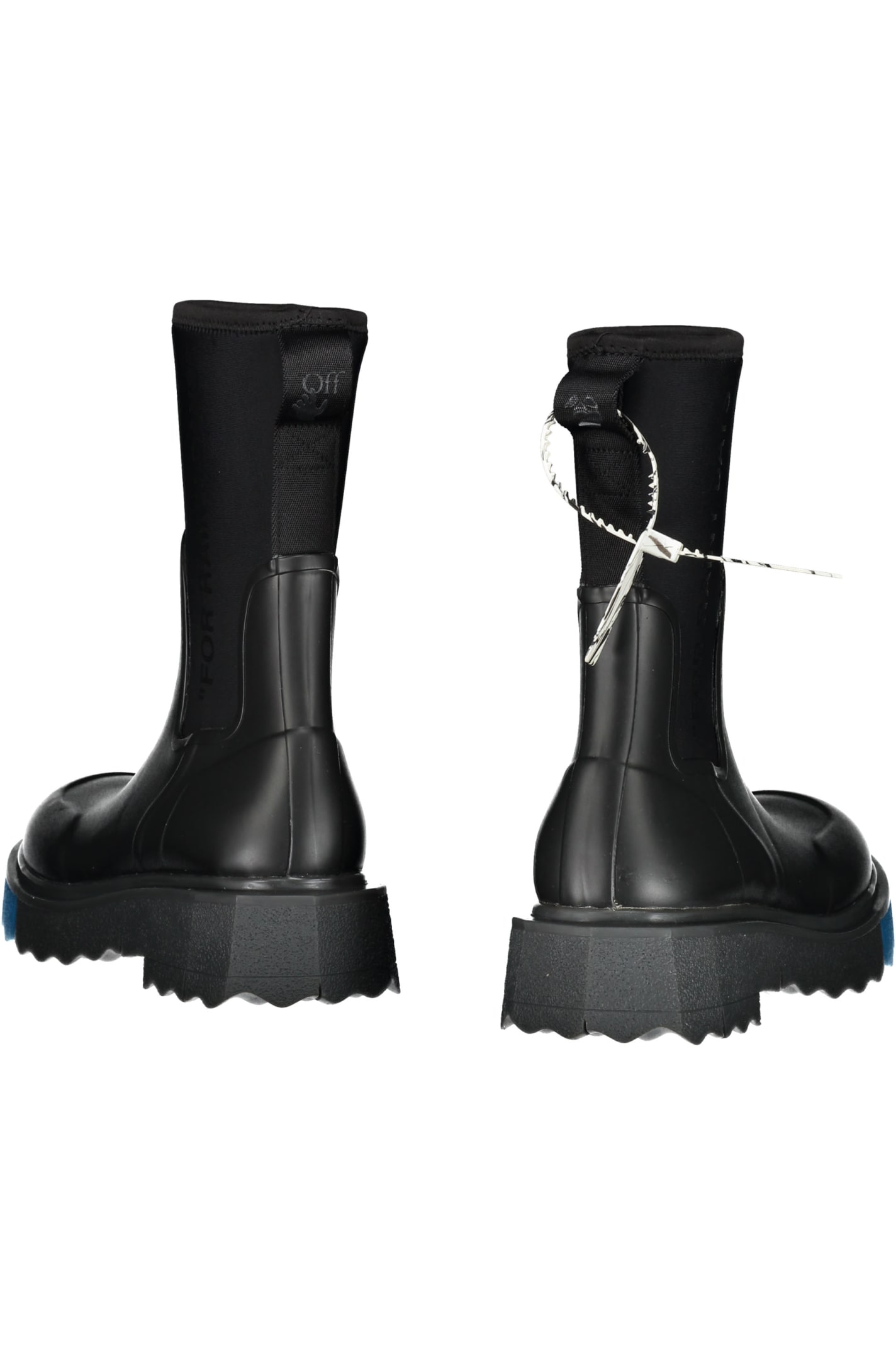 Shop Off-white Rubber And Neoprene Rain Boots In Black