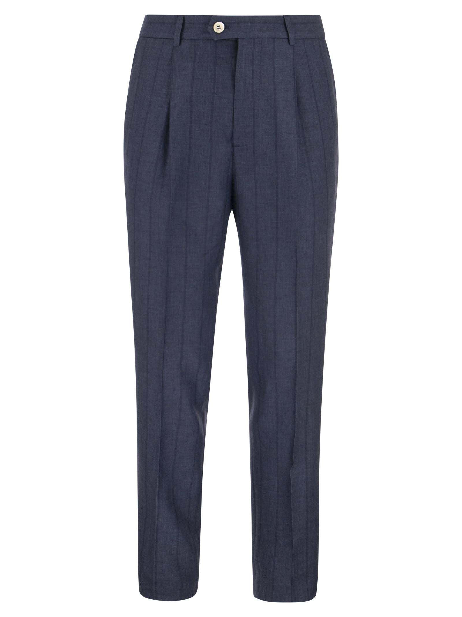 Brunello Cucinelli Pinstriped Trousers With Darts