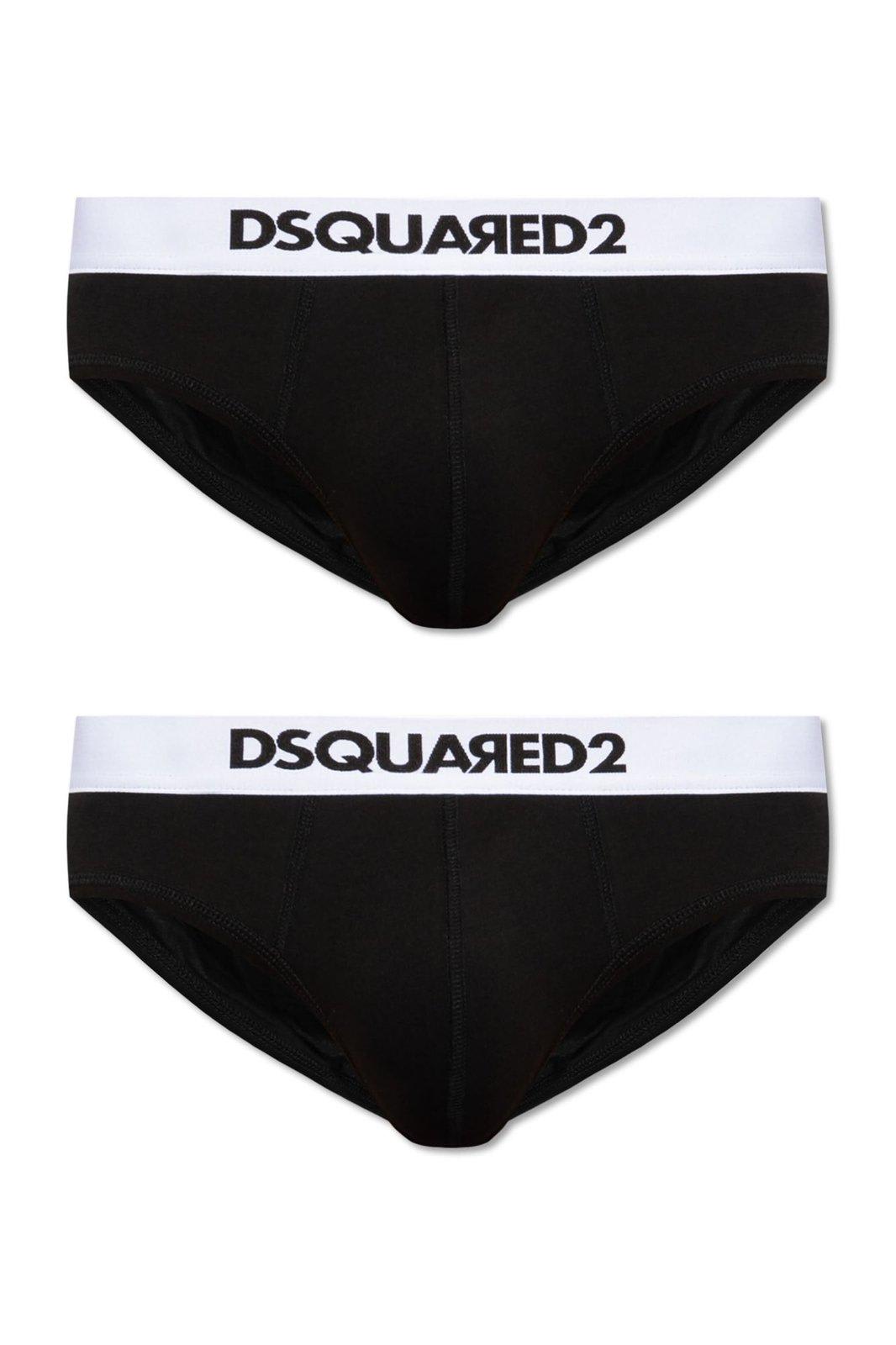 Shop Dsquared2 2 Pack Logo Waistband Briefs In Black/white
