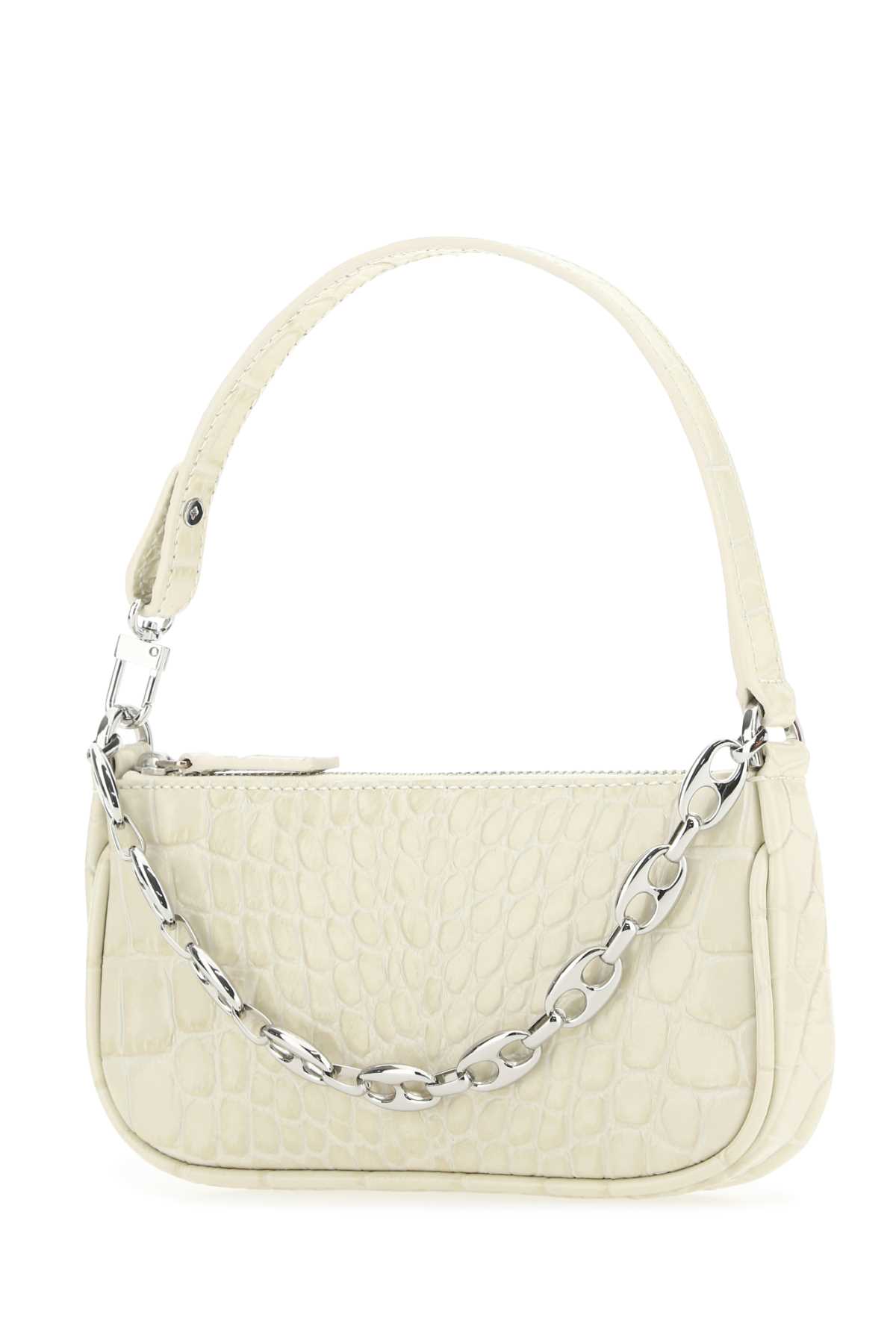 Shop By Far Ivory Leather Mini Rachel Handbag In Cream