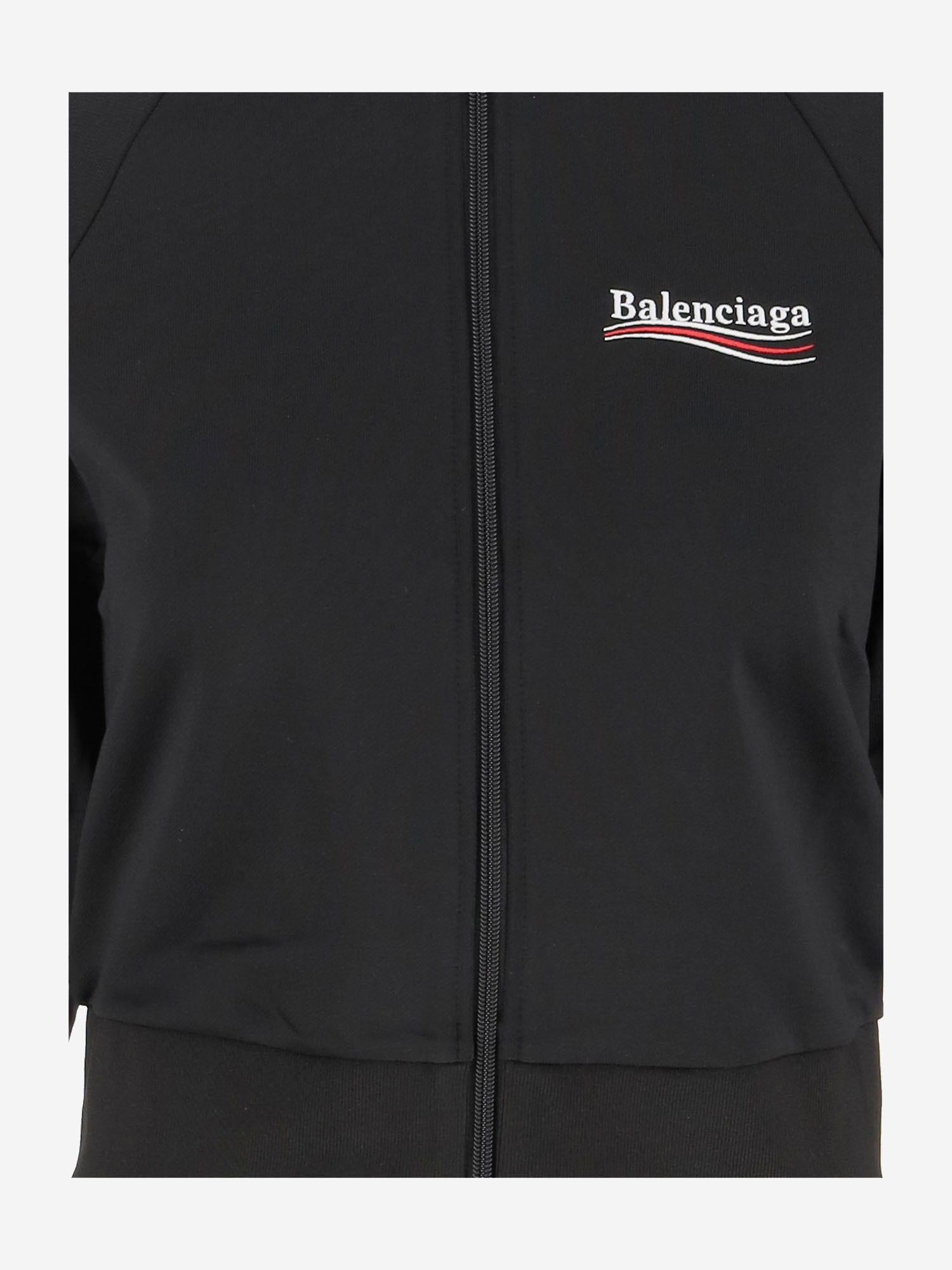 Balenciaga Black Cotton Blend Sweatshirt With Logo In Black
