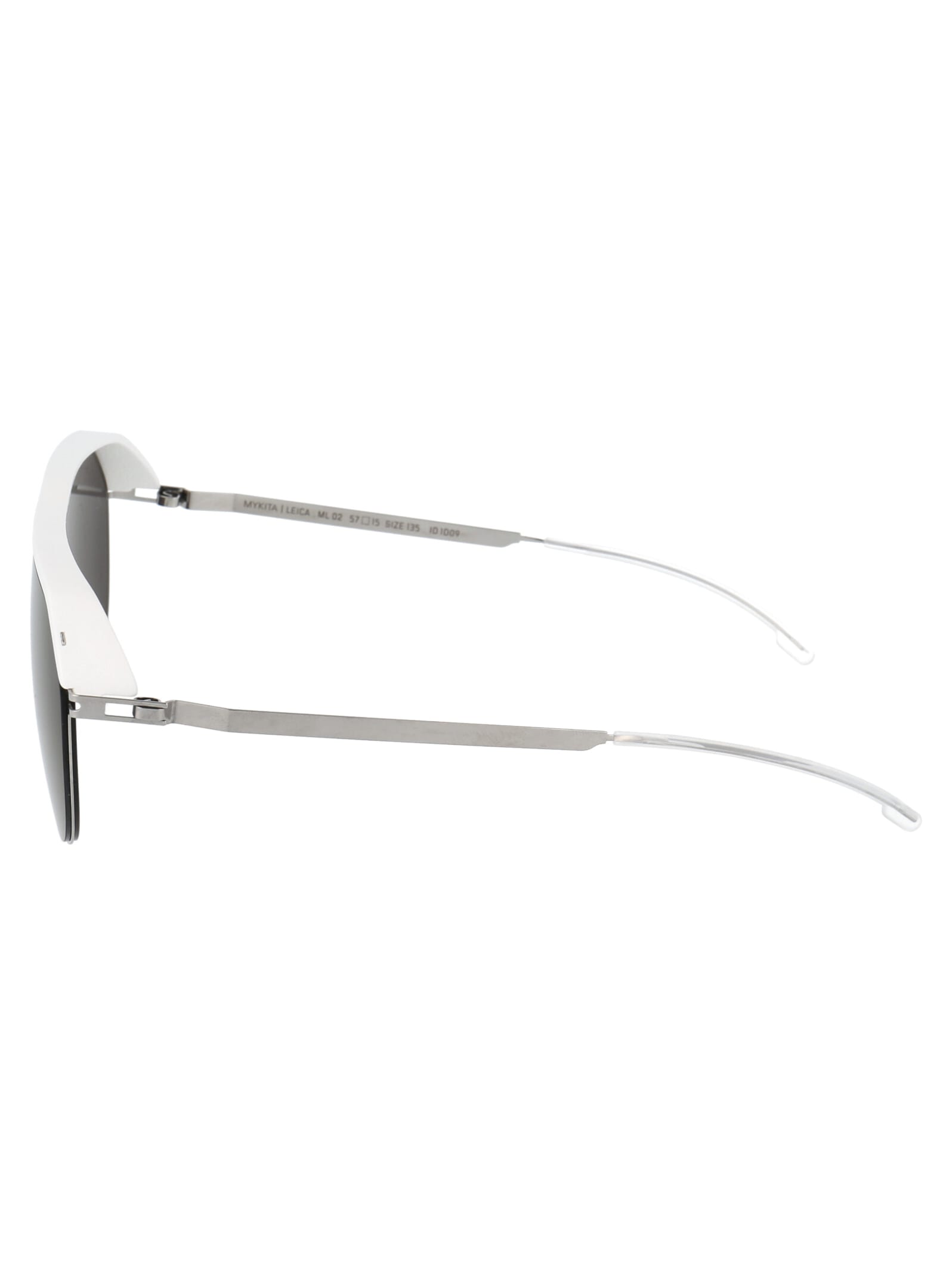 Shop Mykita Ml02 Sunglasses In 523 Mh52 Signal White/shiny Silver Leica Black Solid