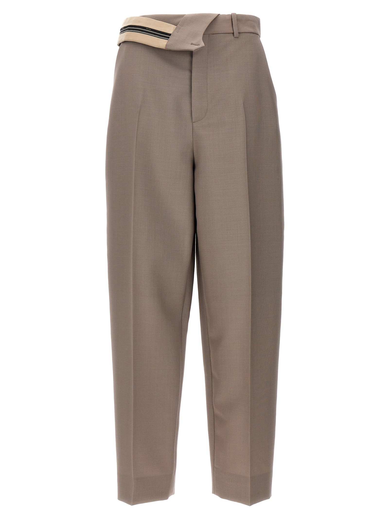 Shop Fendi Carrot Fit Pants In Gray