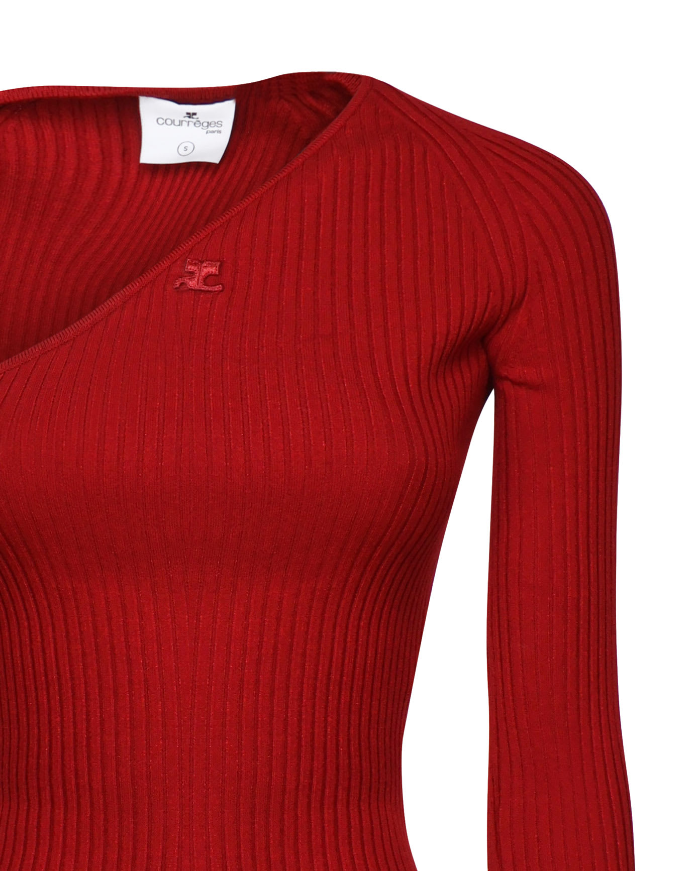 Shop Courrèges Ribbed Knit Top With Cut-out In Grenat