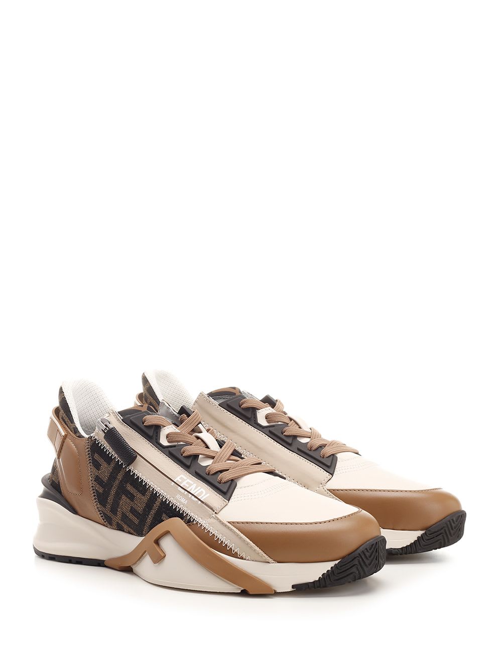 Shop Fendi Flow Sneakers In Beige