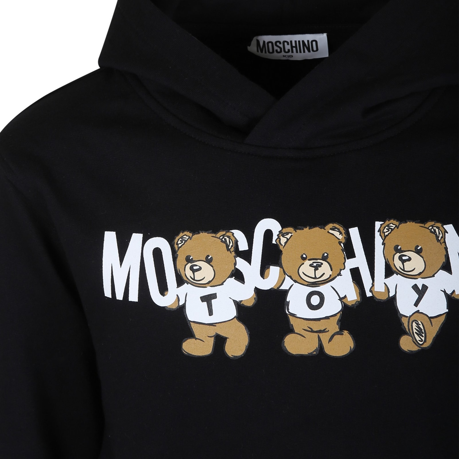 Shop Moschino Black Sweatshirt For Kids With Three Teddy Bears