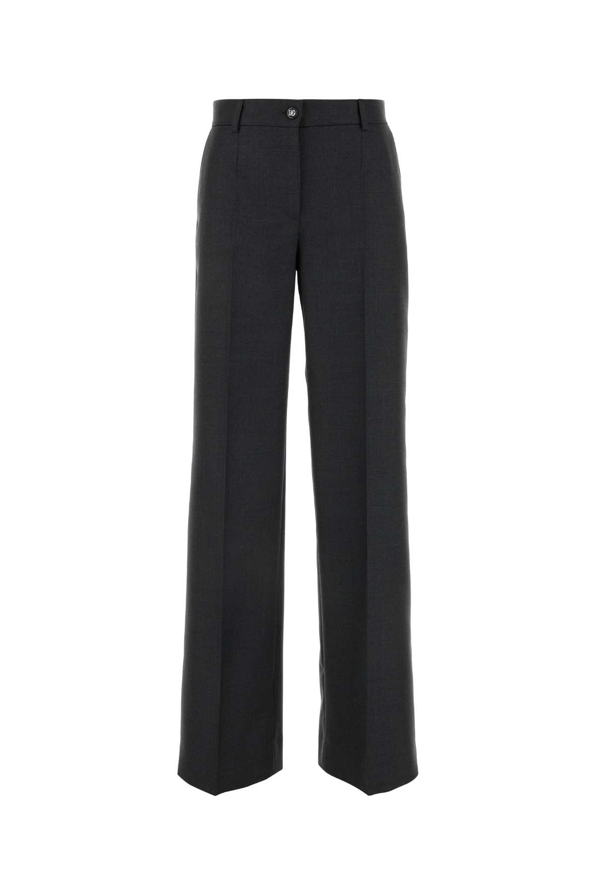 Dolce & Gabbana Stretch Fabric Pants With Zipped Ankle In Melangegrey