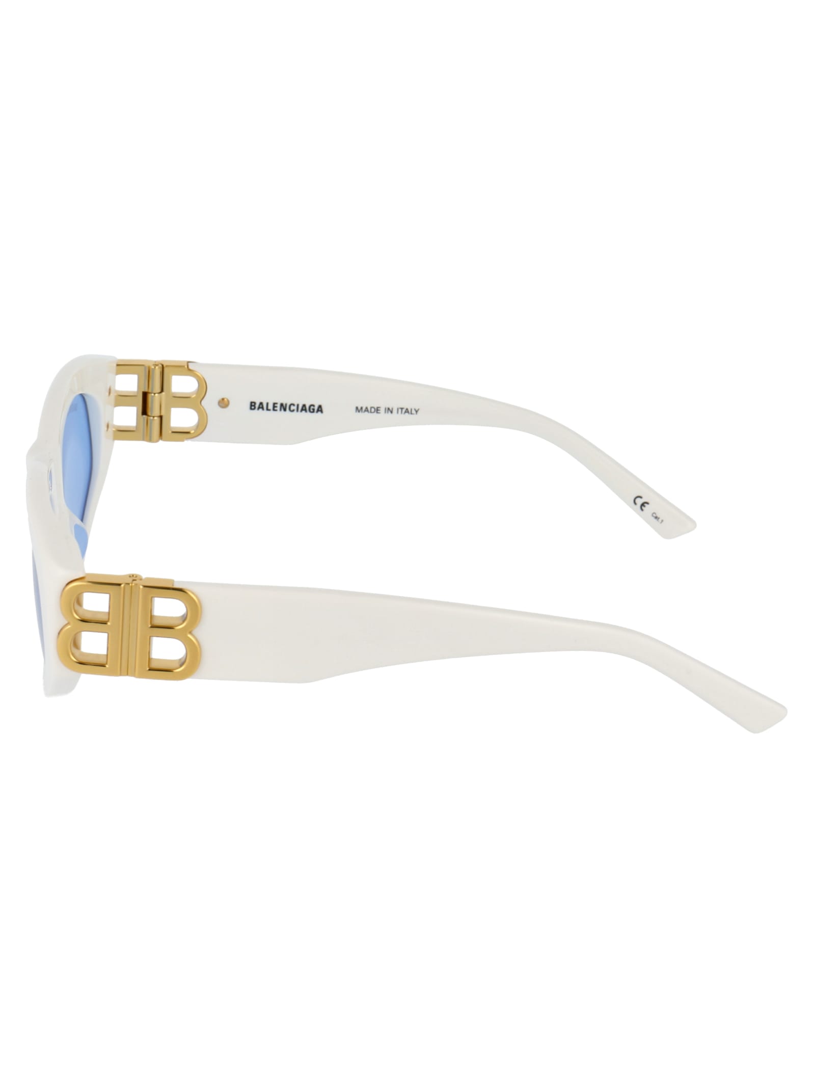 Shop Balenciaga Bb0095s Sunglasses In 004 White Gold Light Blue