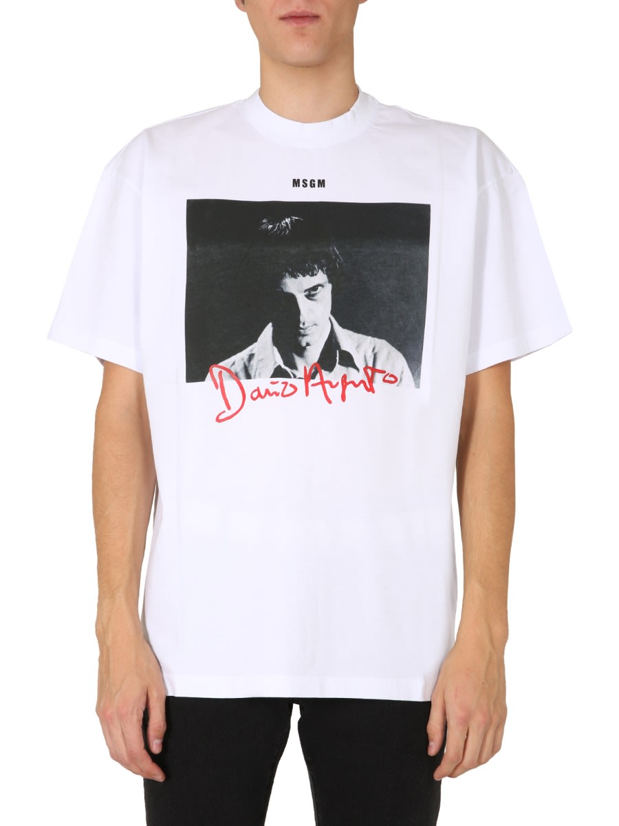 Shop Msgm Crew Neck T-shirt In White