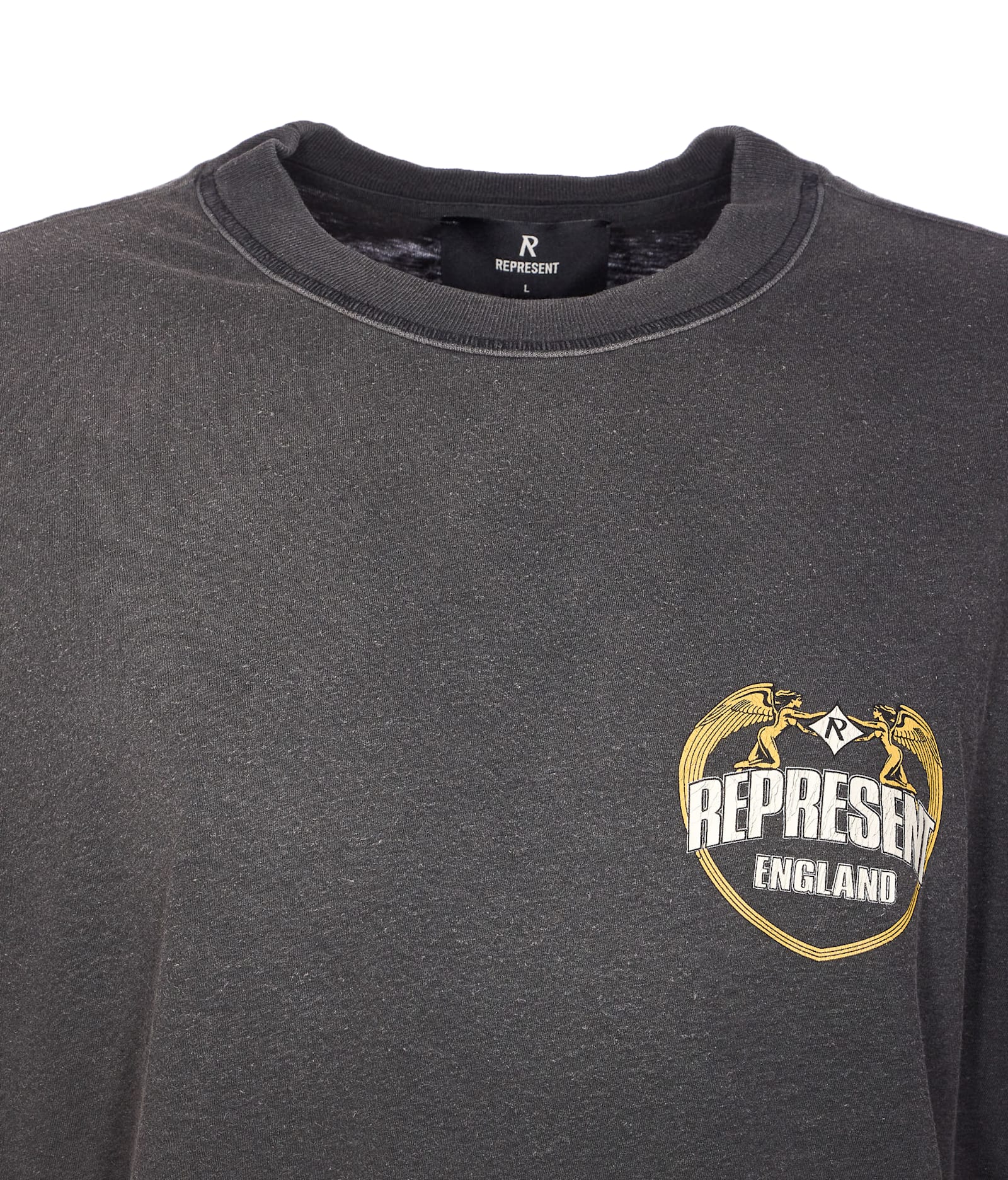 Represent Graphic Print Crew Neck Short Sleeve T-shirt In Gray