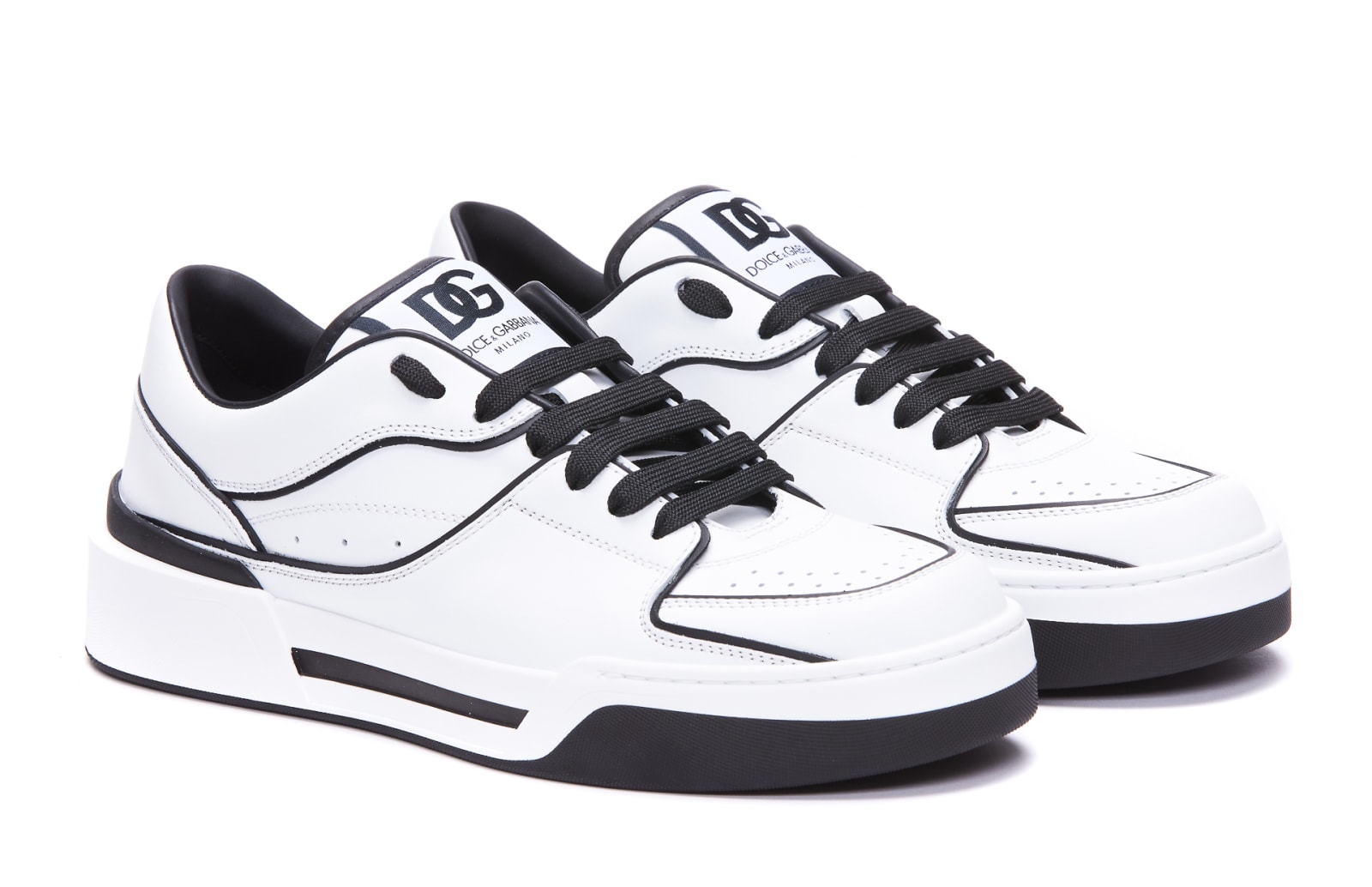 Shop Dolce & Gabbana New Roma Sneakers In Bianco/nero