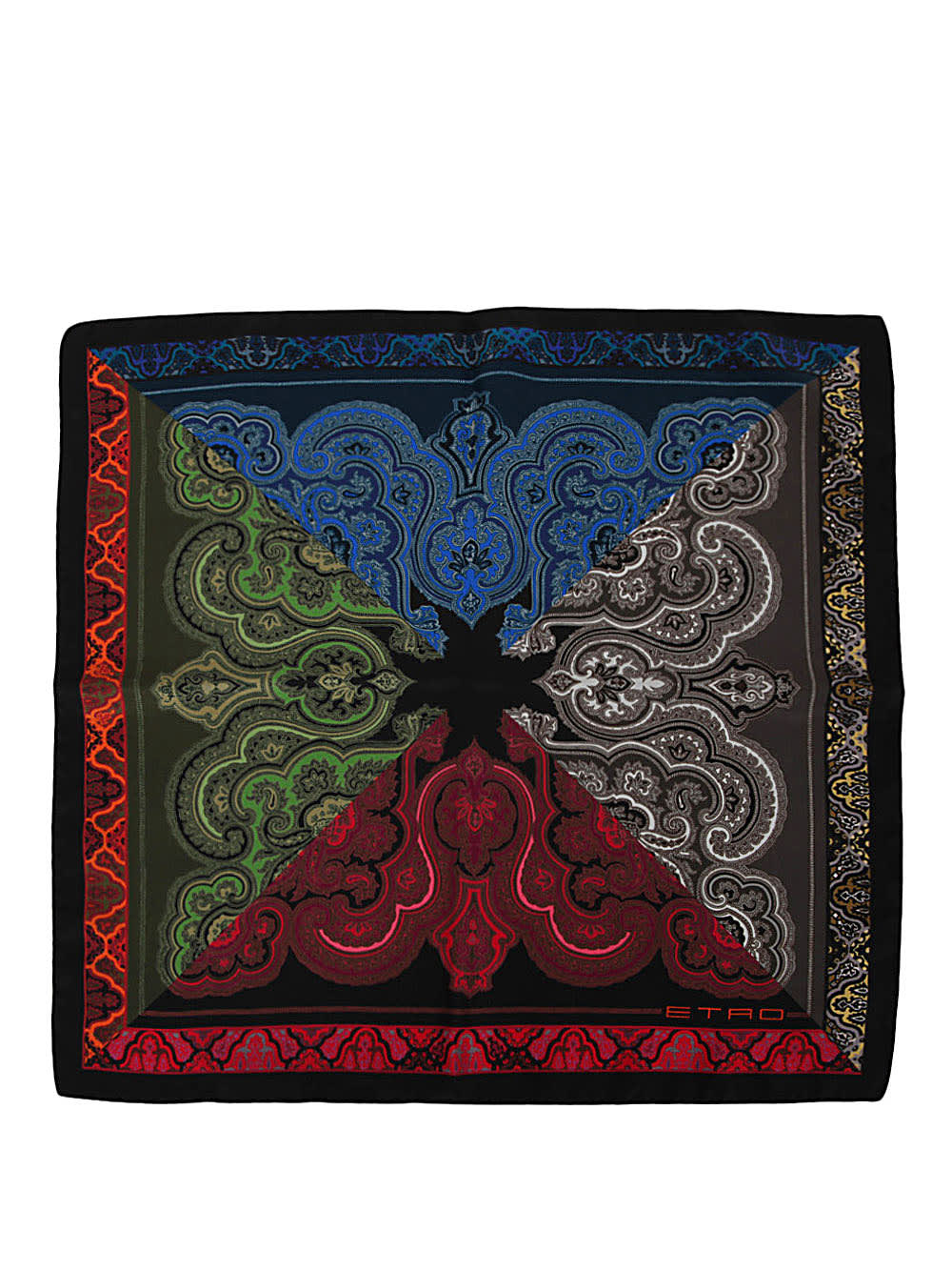 Etro Pochette Scarf 45x45 In Grey