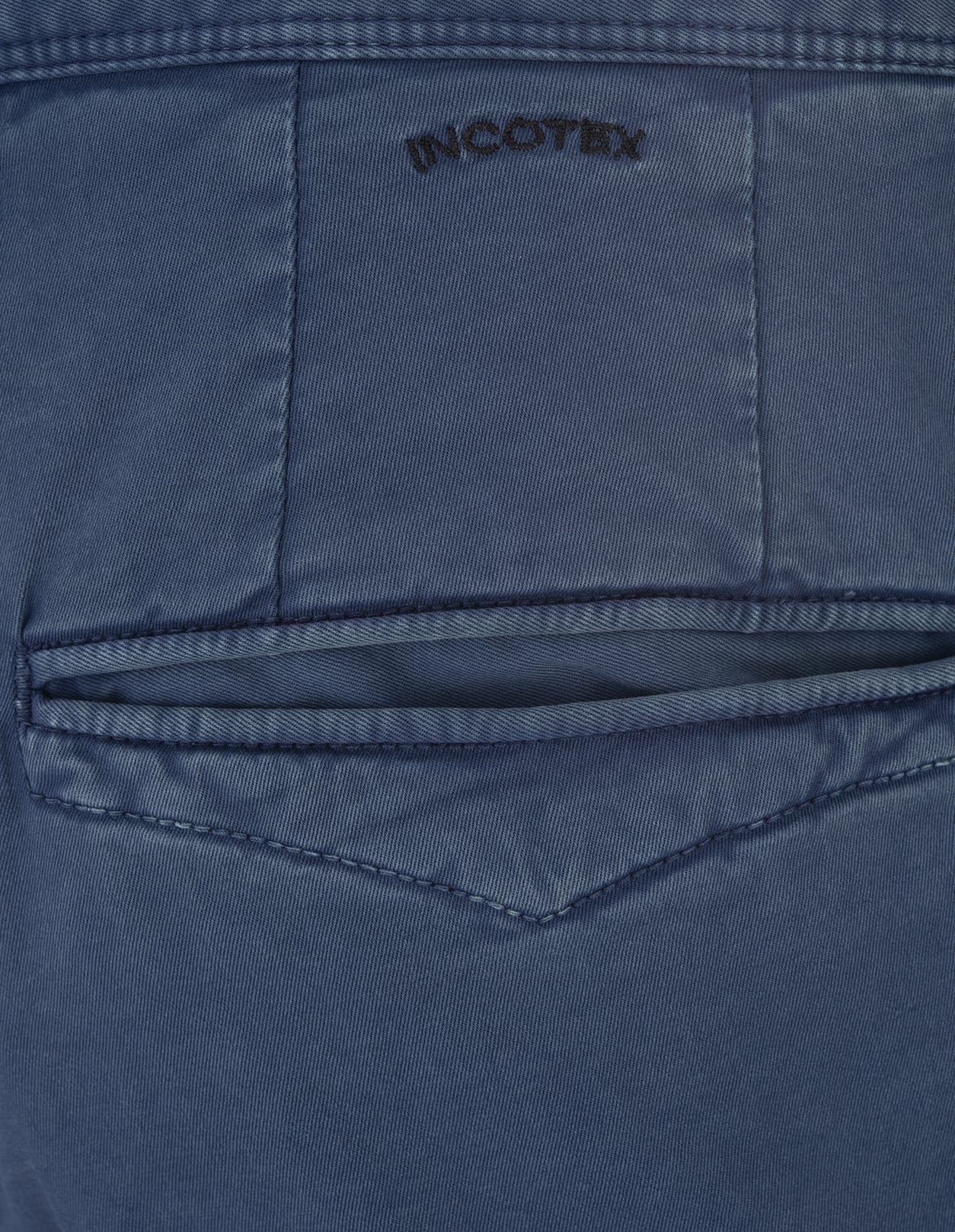 Incotex Blue Stretch Gabardine Slim Fit Trousers