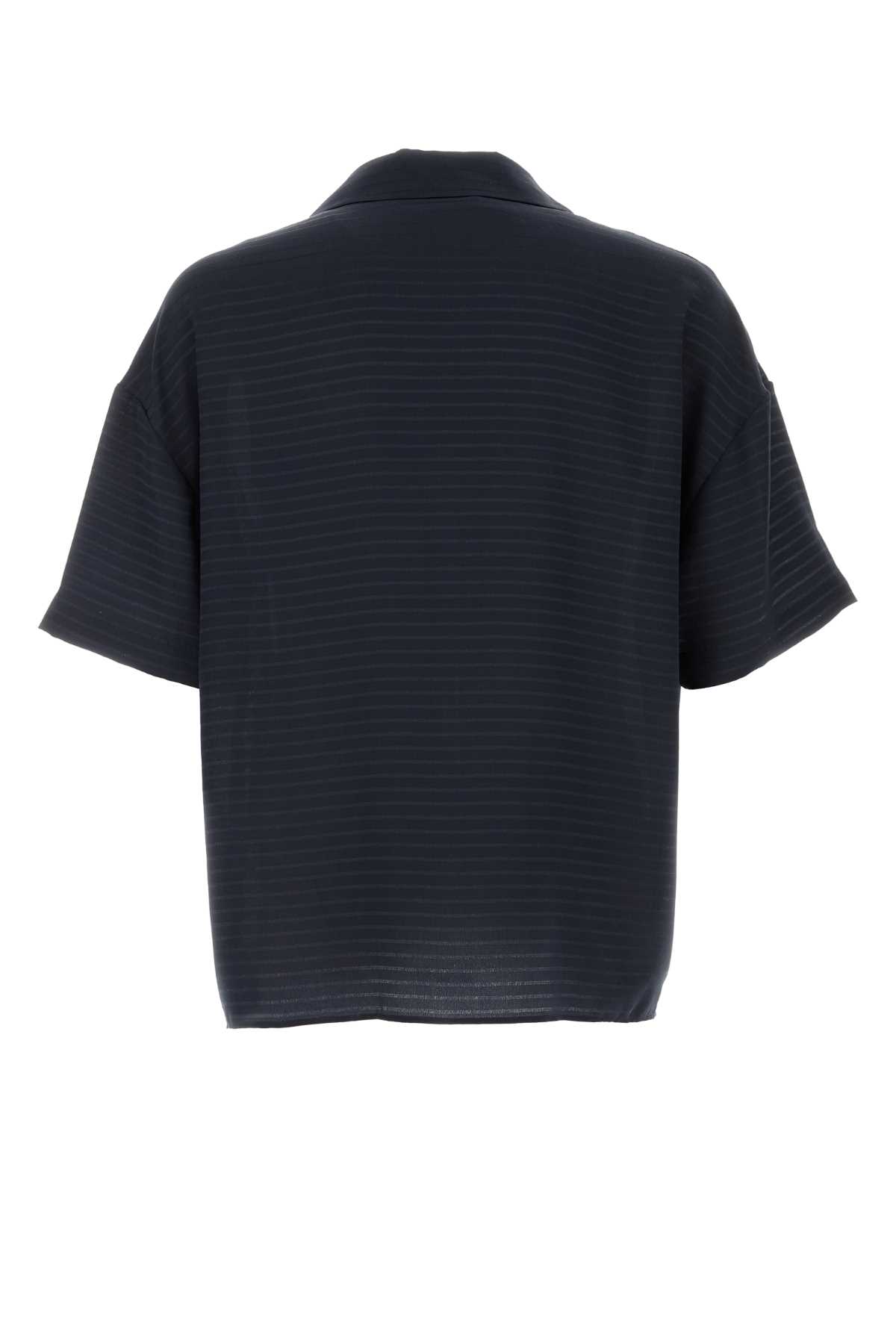 Saint Laurent Silk Polo Shirt In Blue