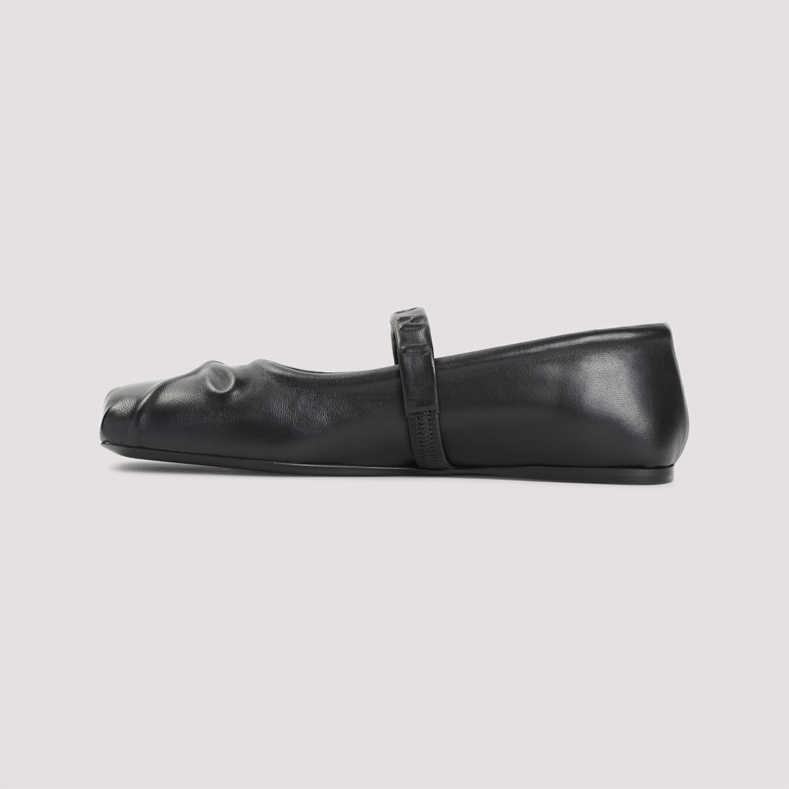 Marni Ruched Ovine Leather Black Sandals In Black